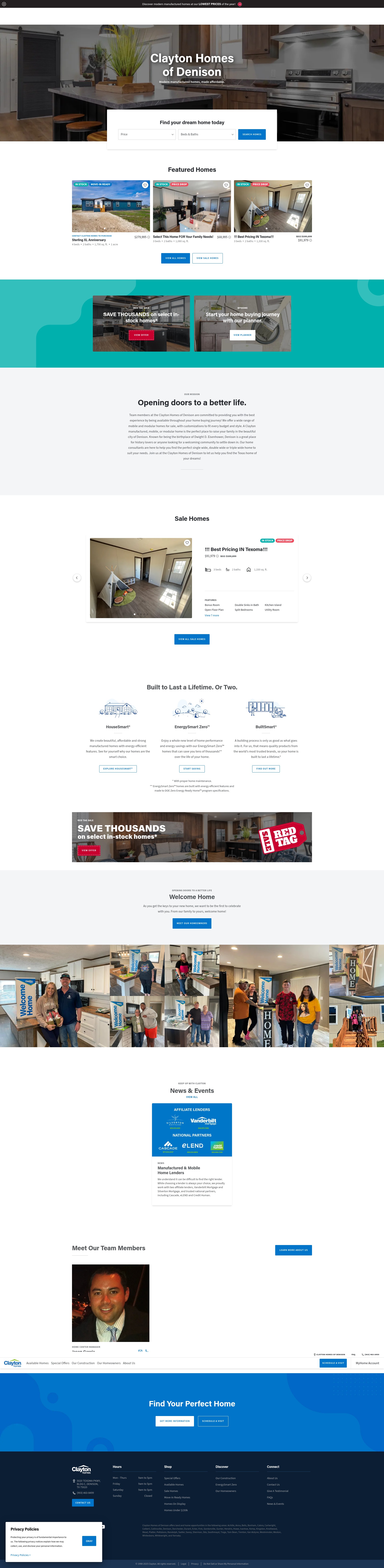 Screenshot of www.claytonhomesdenison.com