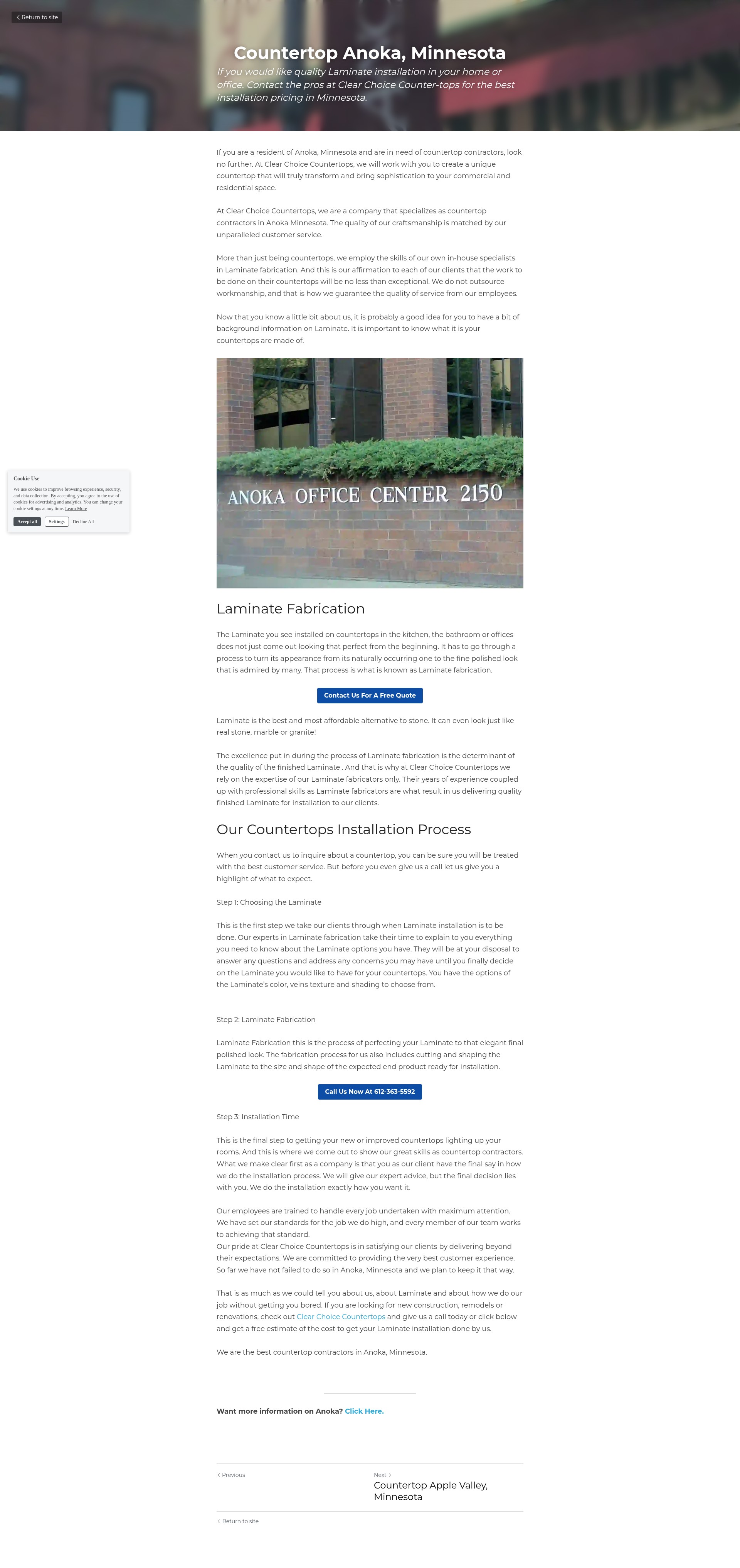Screenshot of www.clearchoicecountertops.com