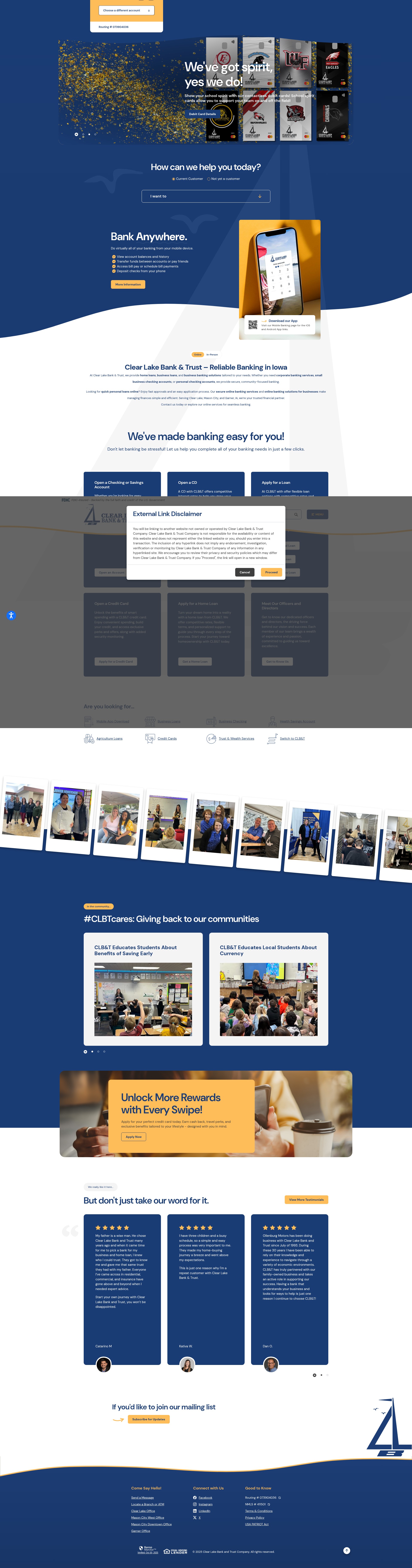 Screenshot of www.clearlakebank.bank