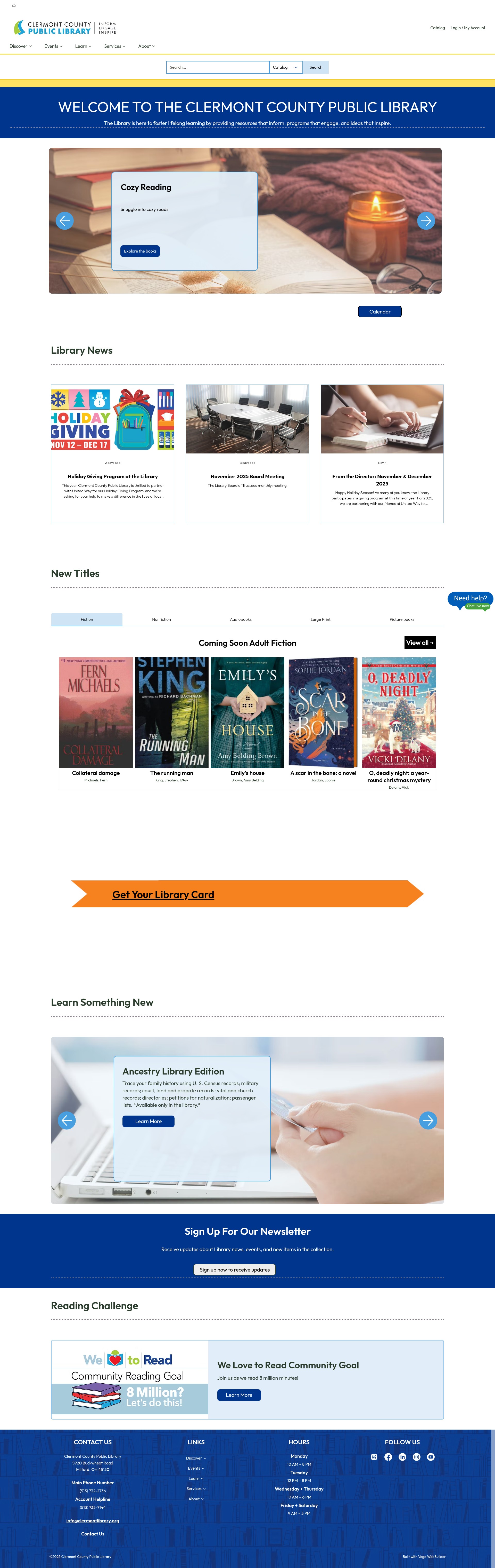 Screenshot of www.clermontlibrary.org