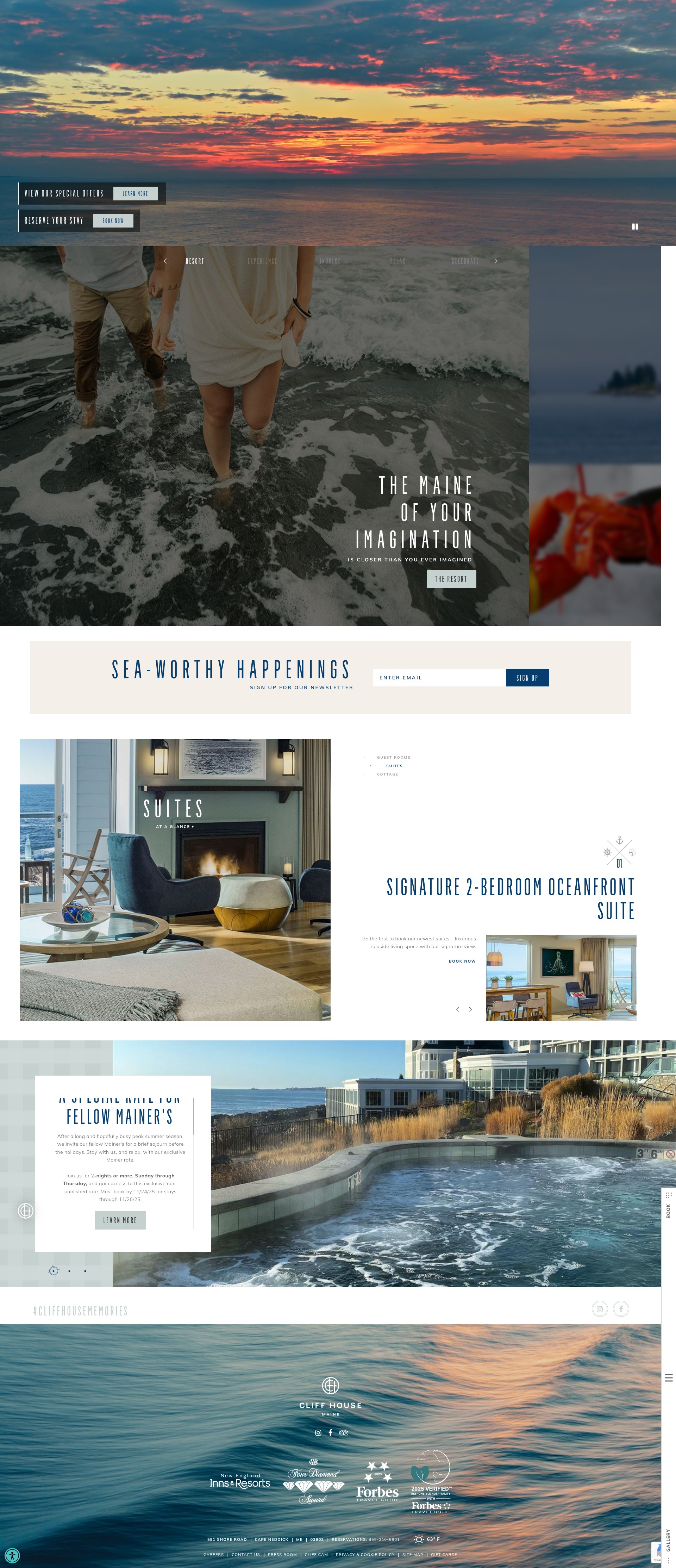 Screenshot of www.cliffhousemaine.com