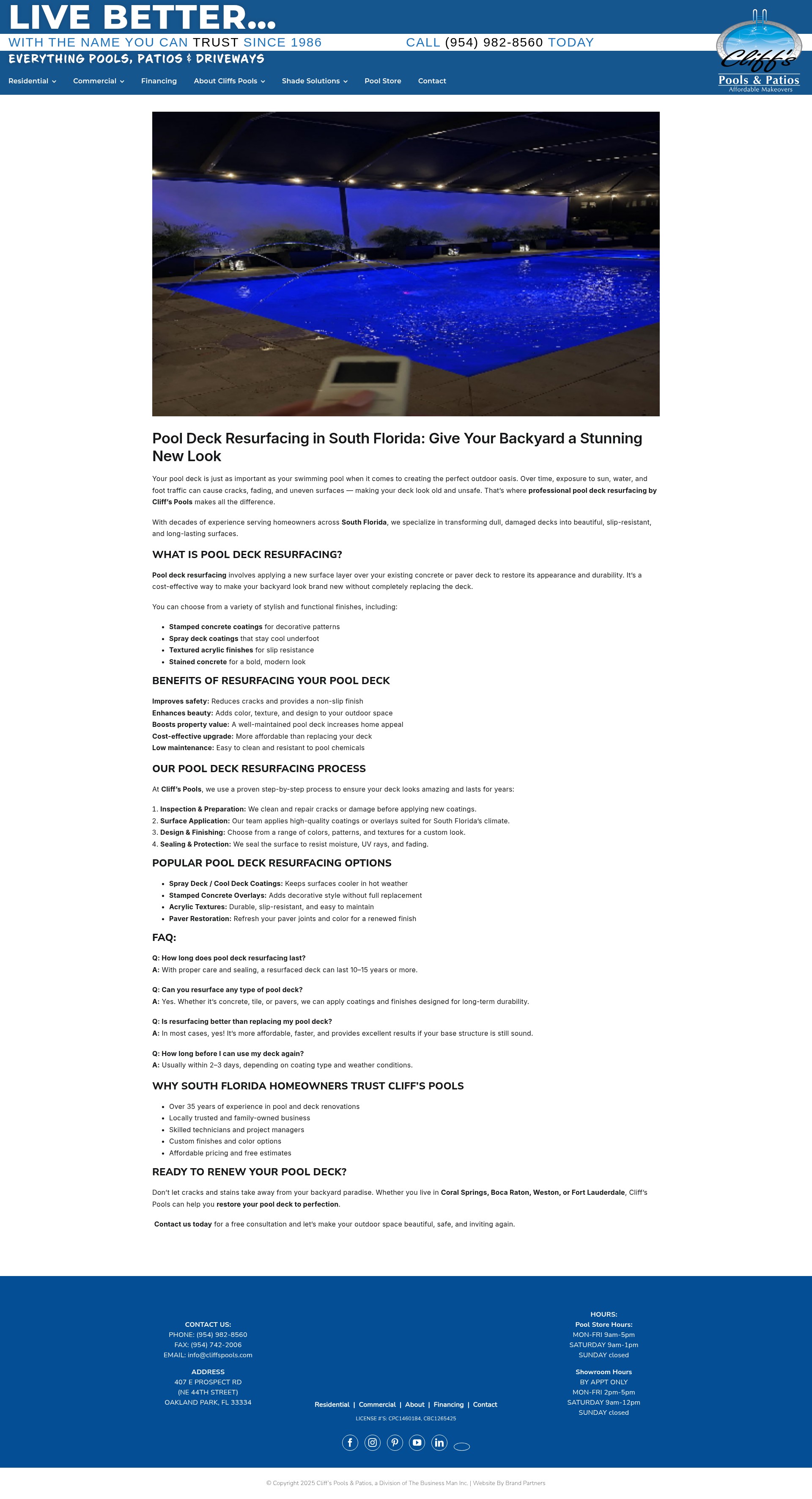 Screenshot of www.cliffspools.com