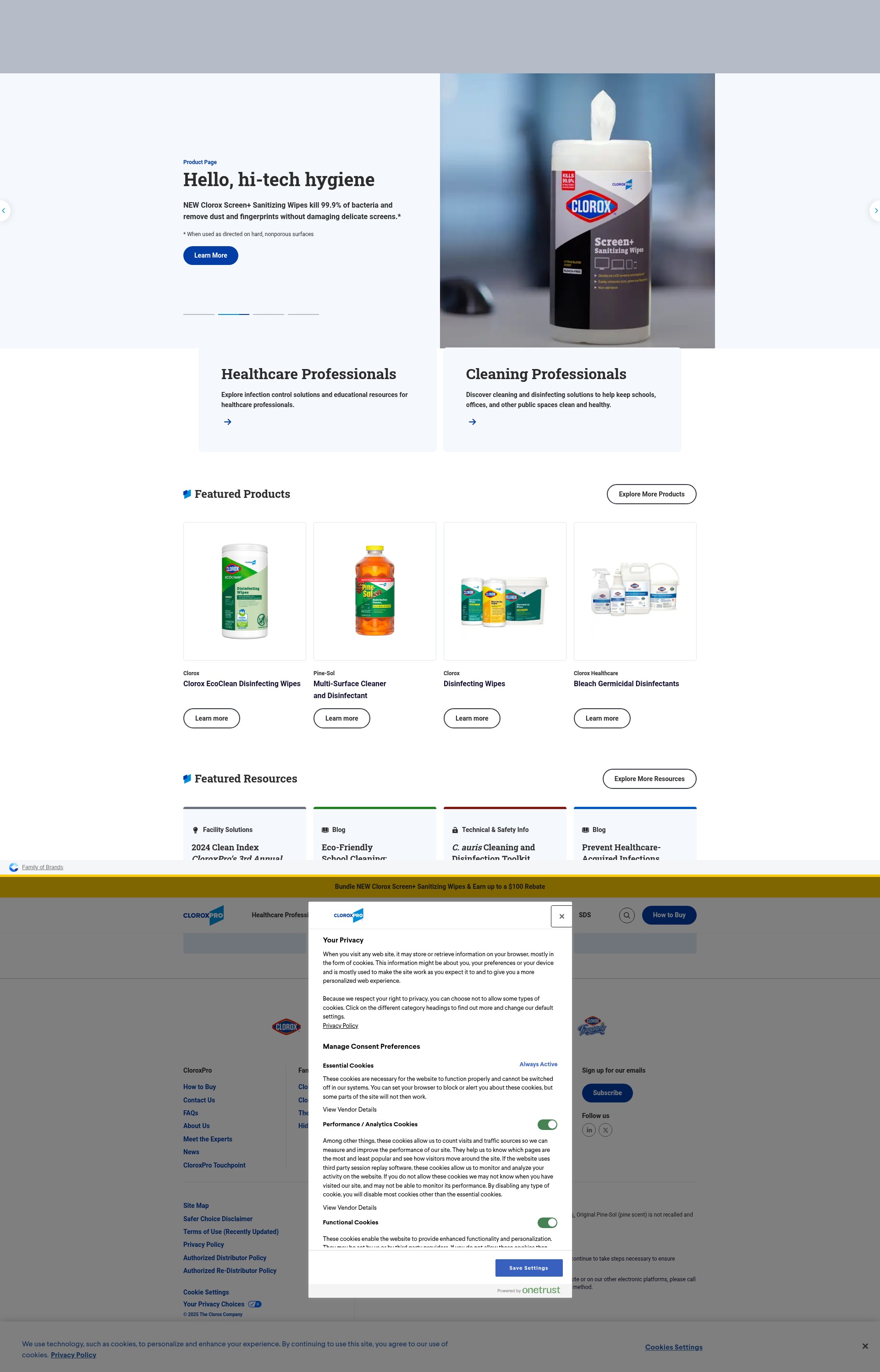 Screenshot of www.cloroxpro.com