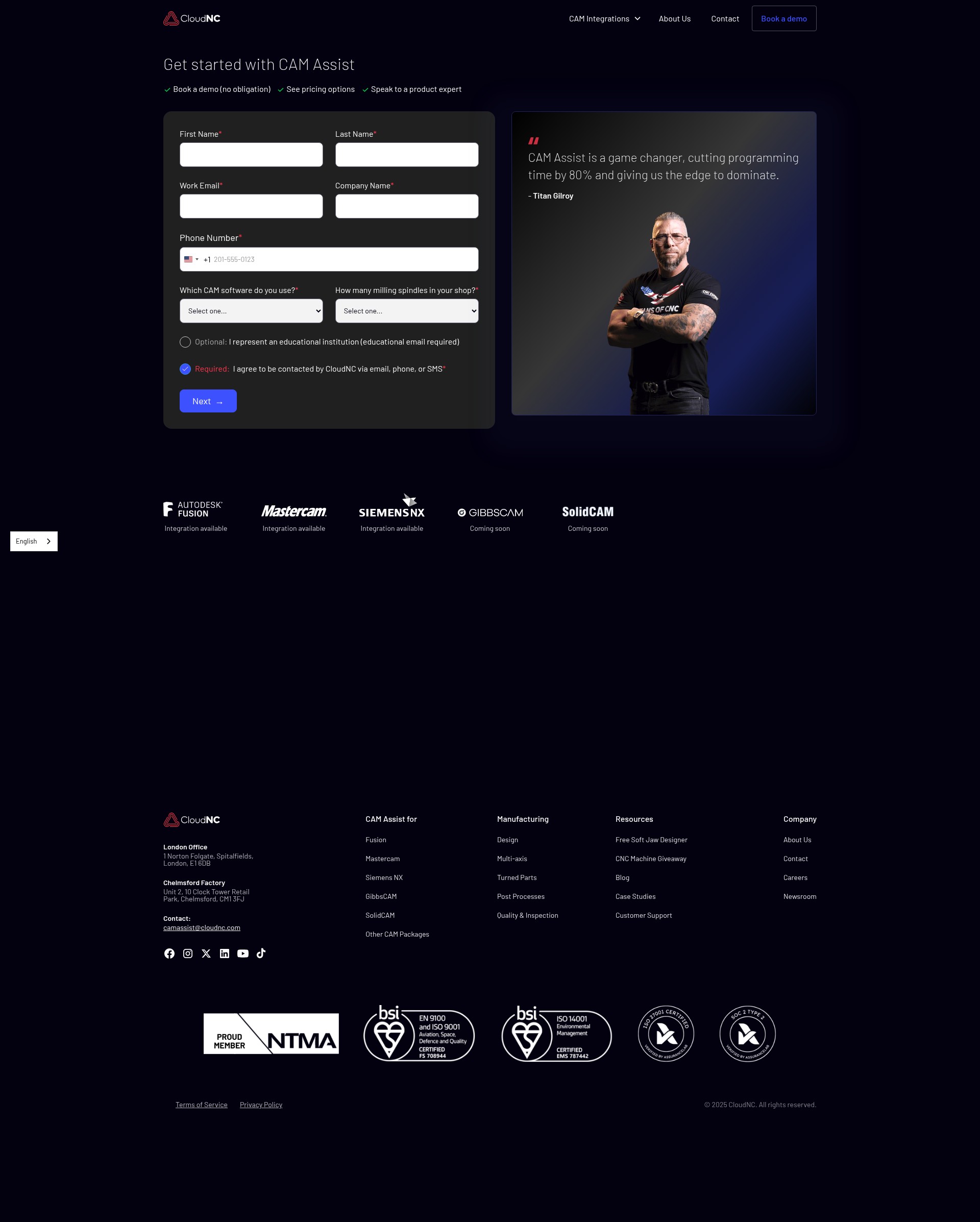 Screenshot of www.cloudnc.com
