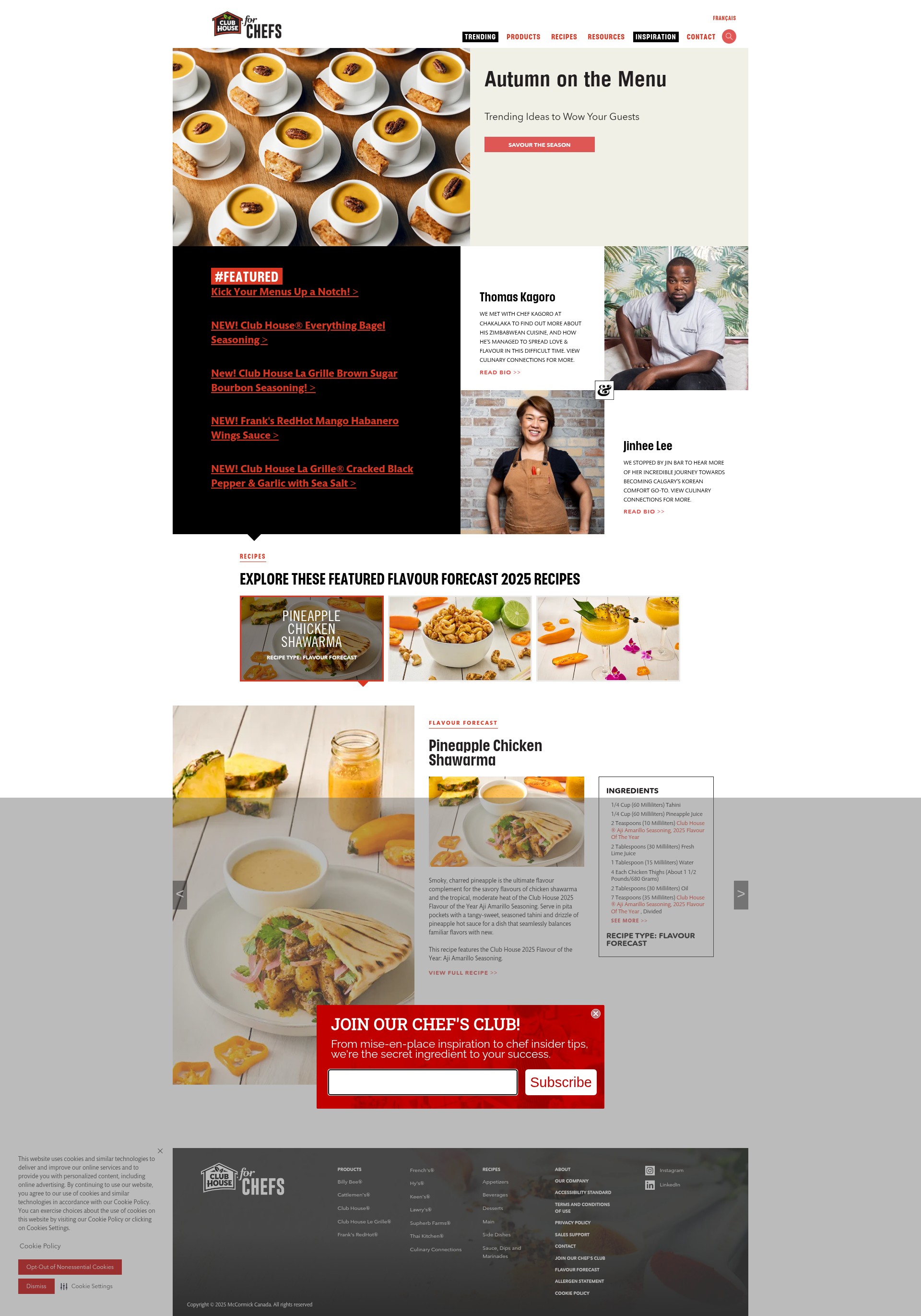 Screenshot of www.clubhouseforchefs.ca