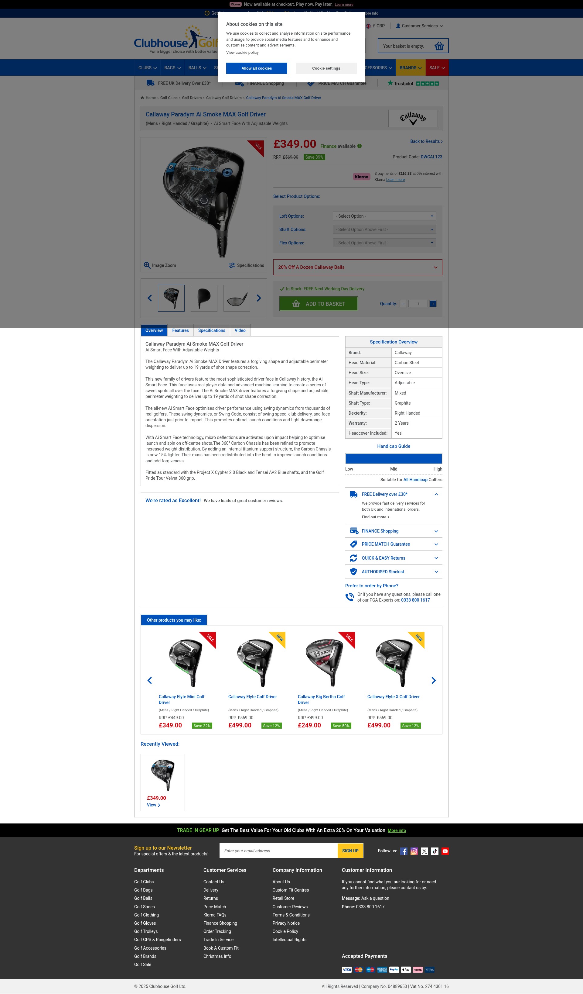 Screenshot of www.clubhousegolf.co.uk
