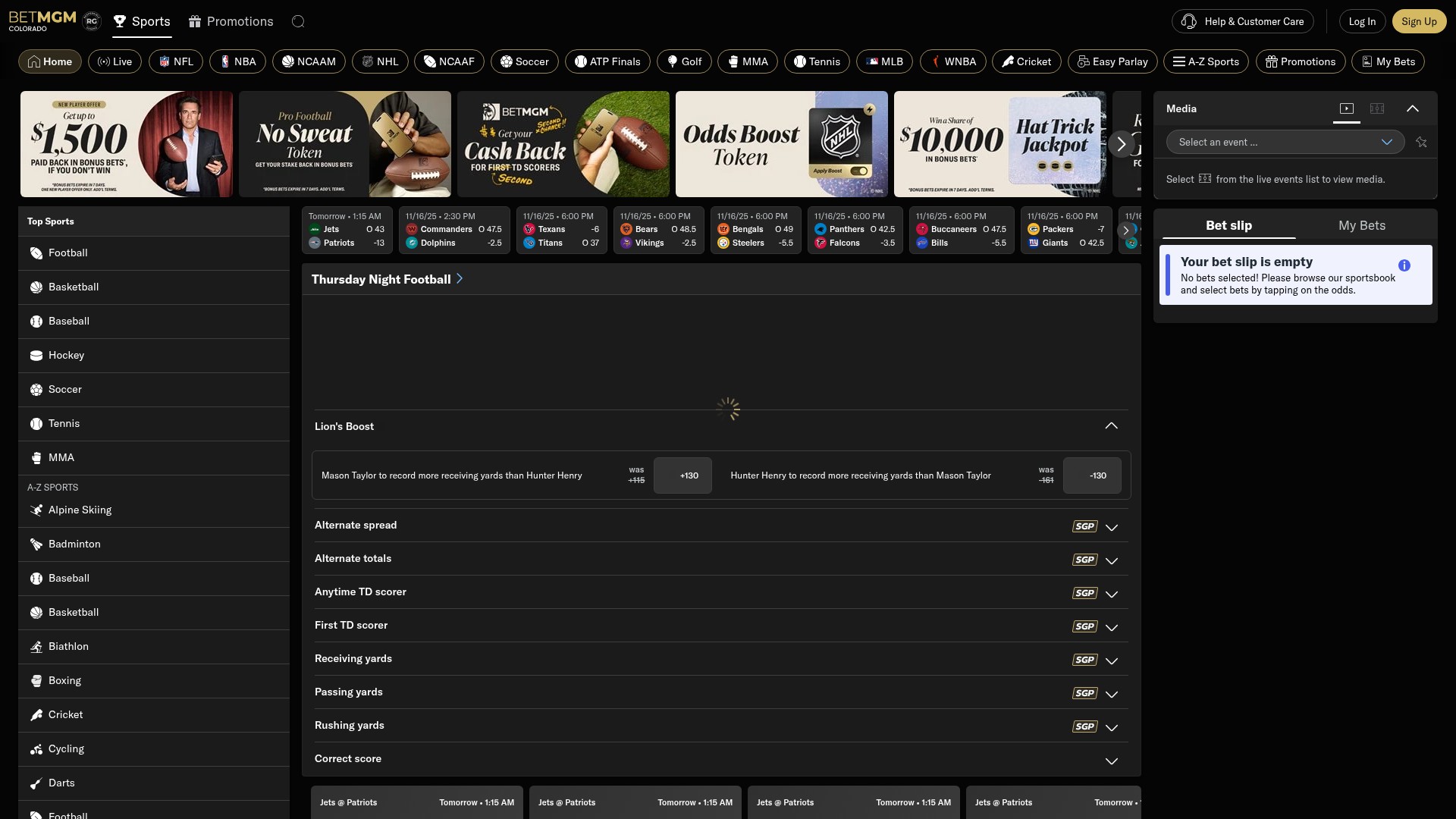 Screenshot of www.co.betmgm.com
