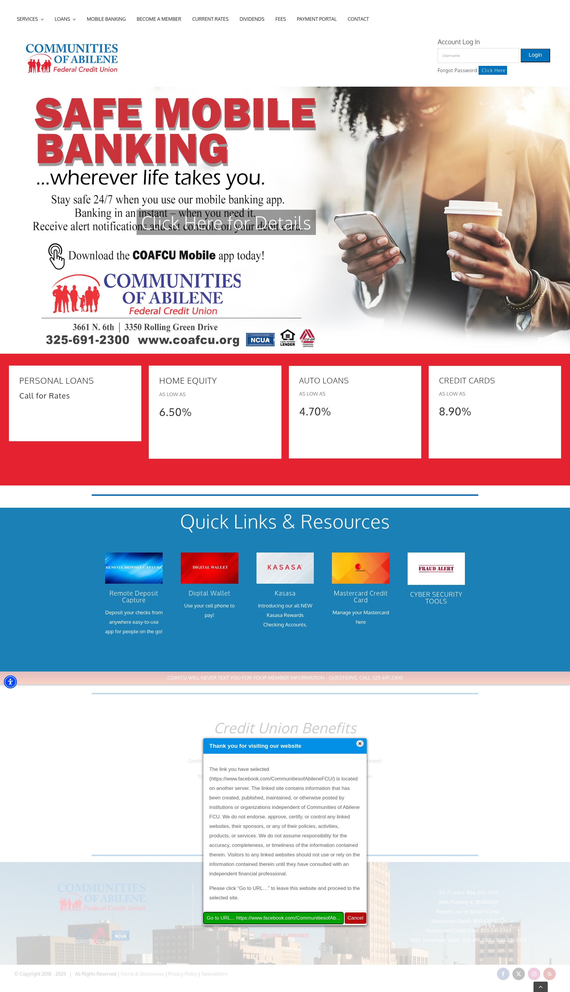 Screenshot of www.coafcu.org