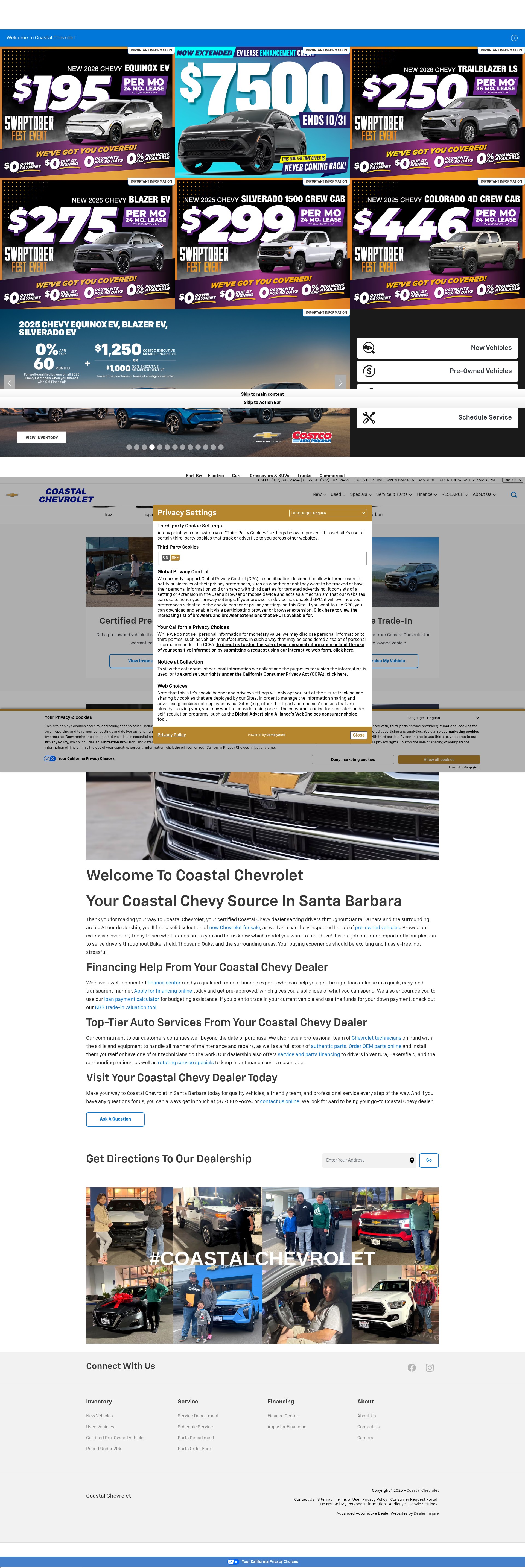 Screenshot of www.coastalchevysb.com