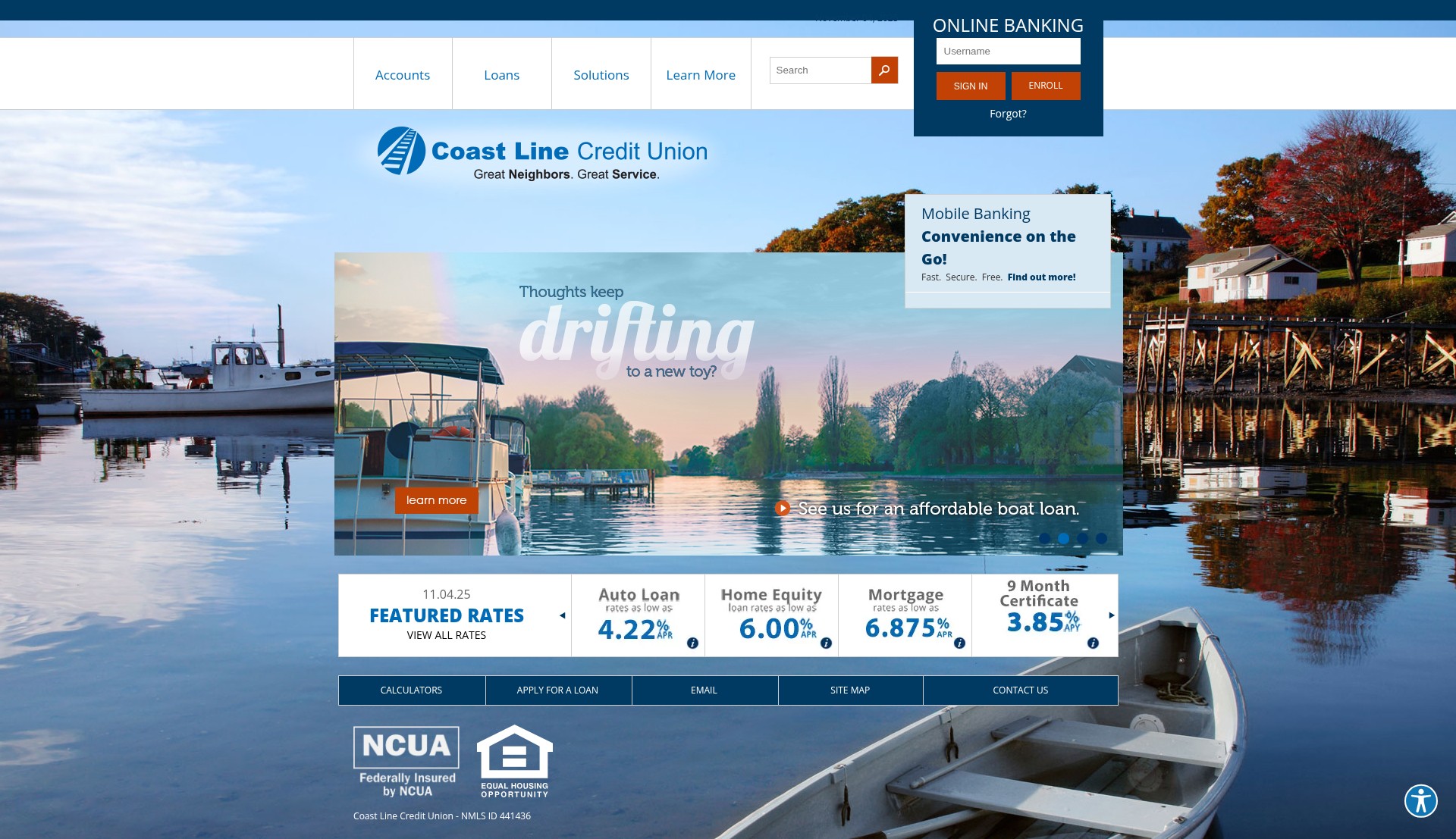 Screenshot of www.coastlinecu.com