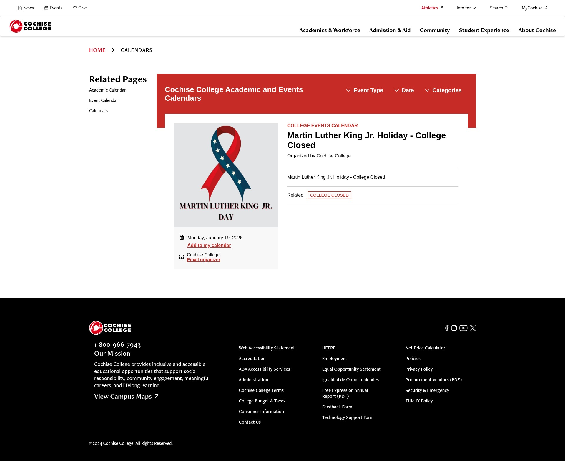 Screenshot of www.cochise.edu