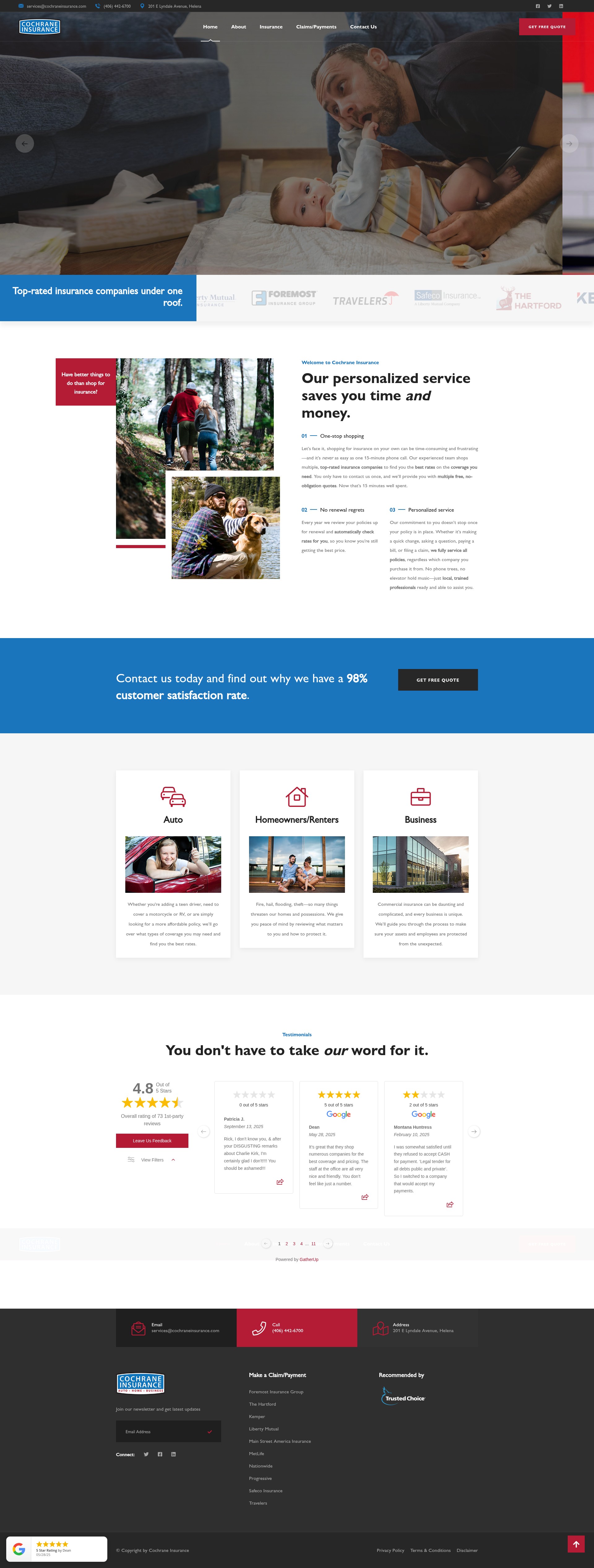 Screenshot of www.cochraneinsurance.com