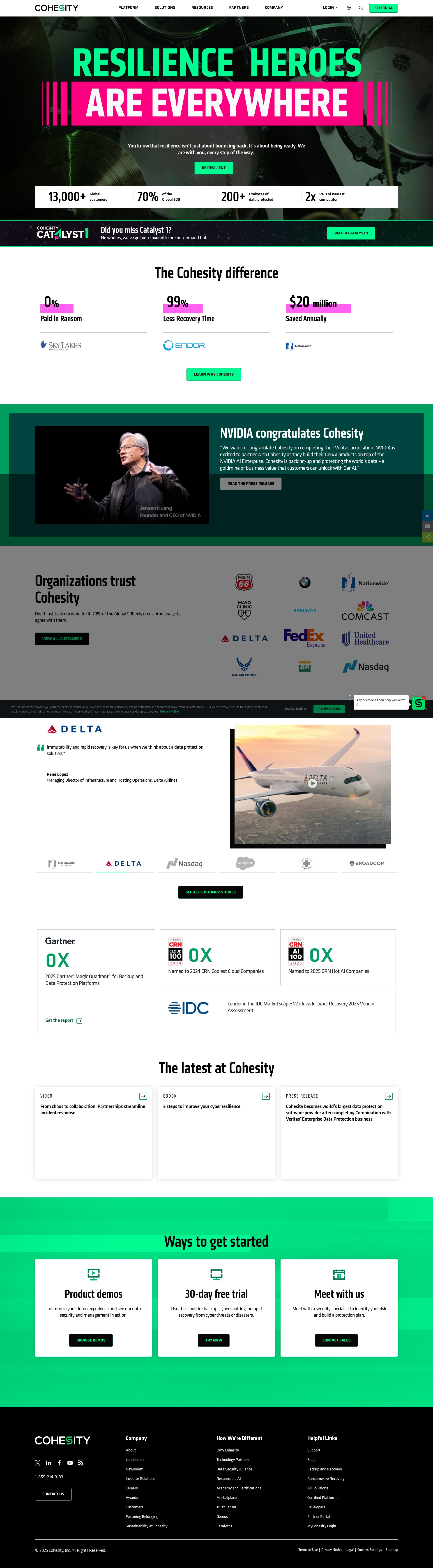 Screenshot of www.cohesity.com