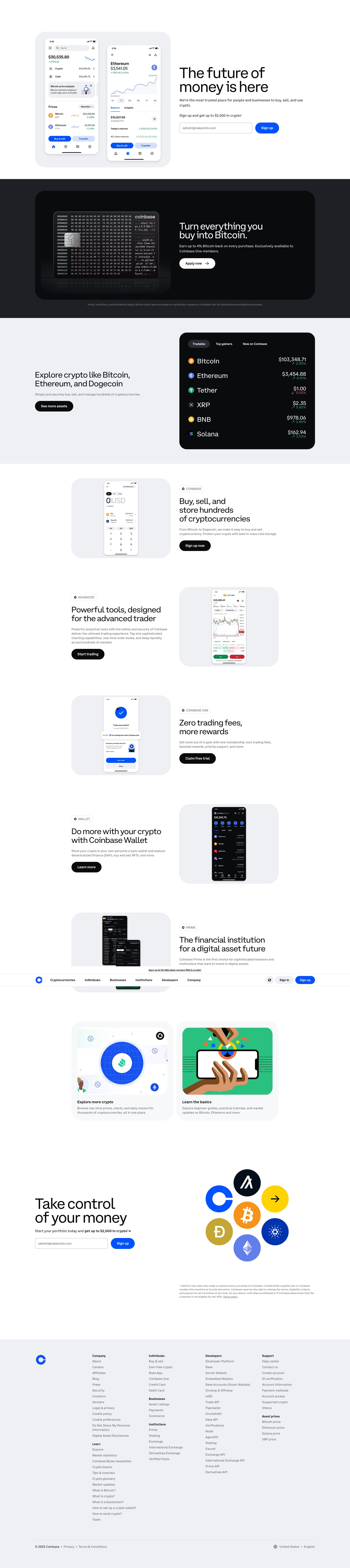 Screenshot of www.coinbase.com