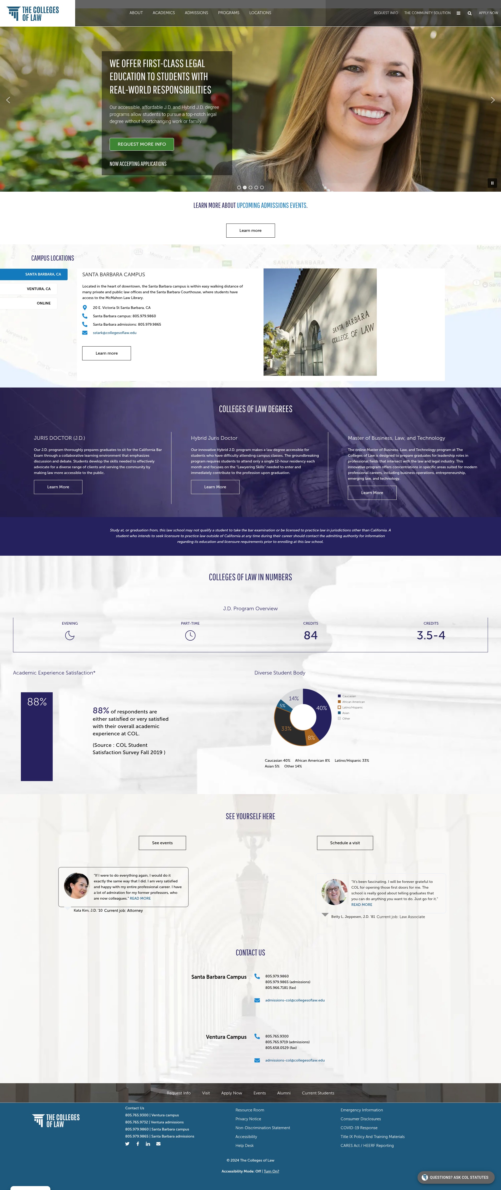 Screenshot of www.collegesoflaw.edu
