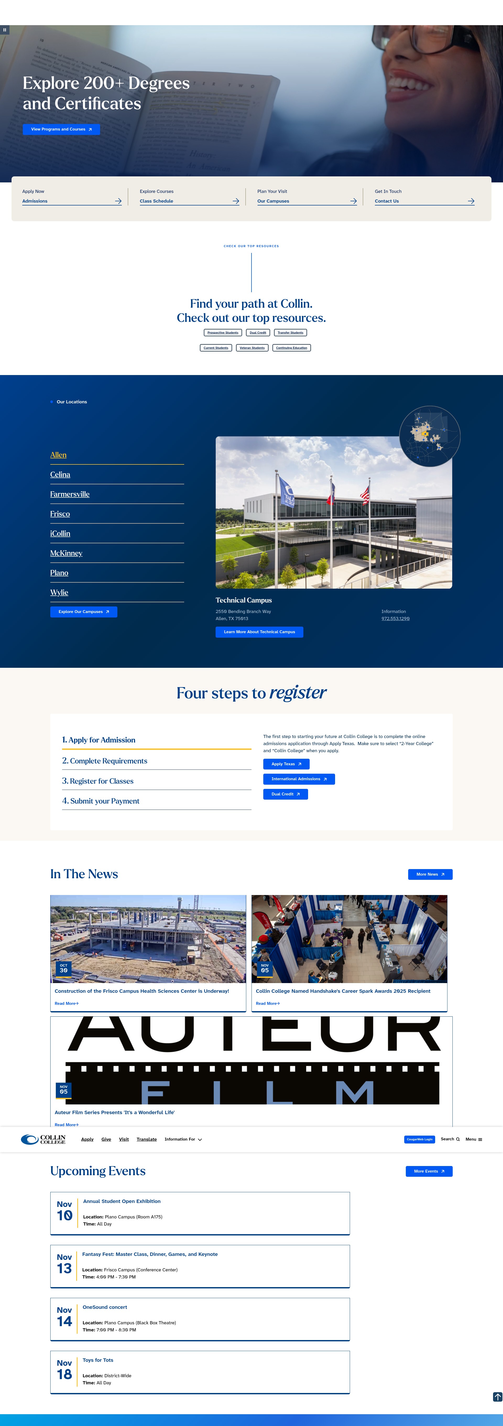 Screenshot of www.collin.edu