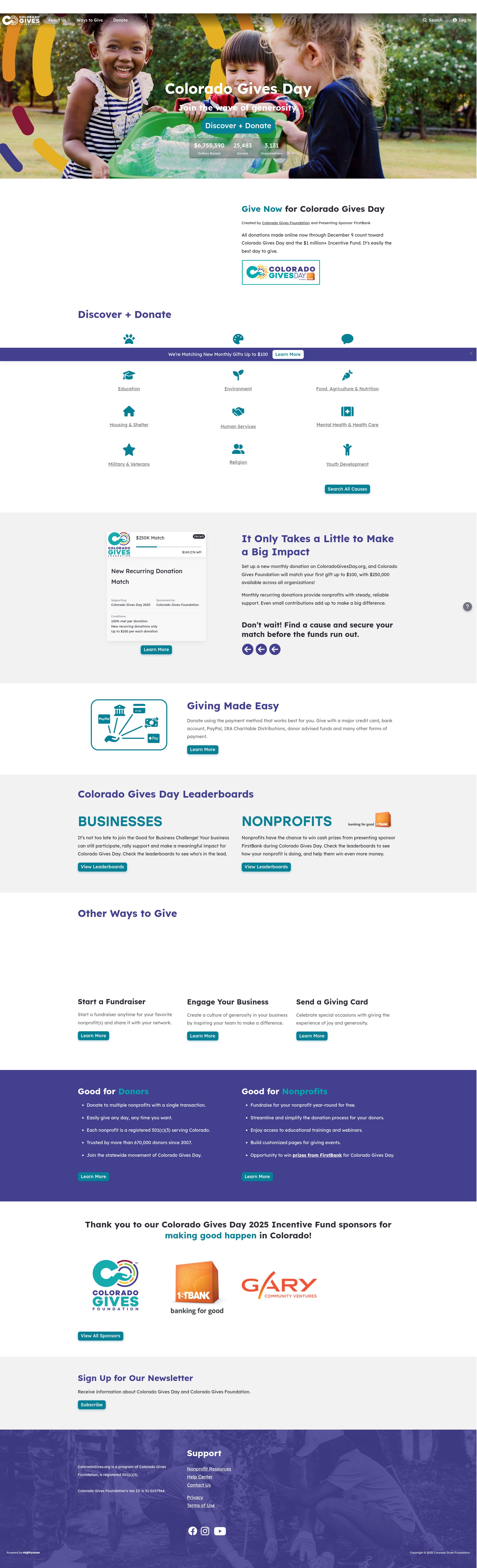 Screenshot of www.coloradogives.org