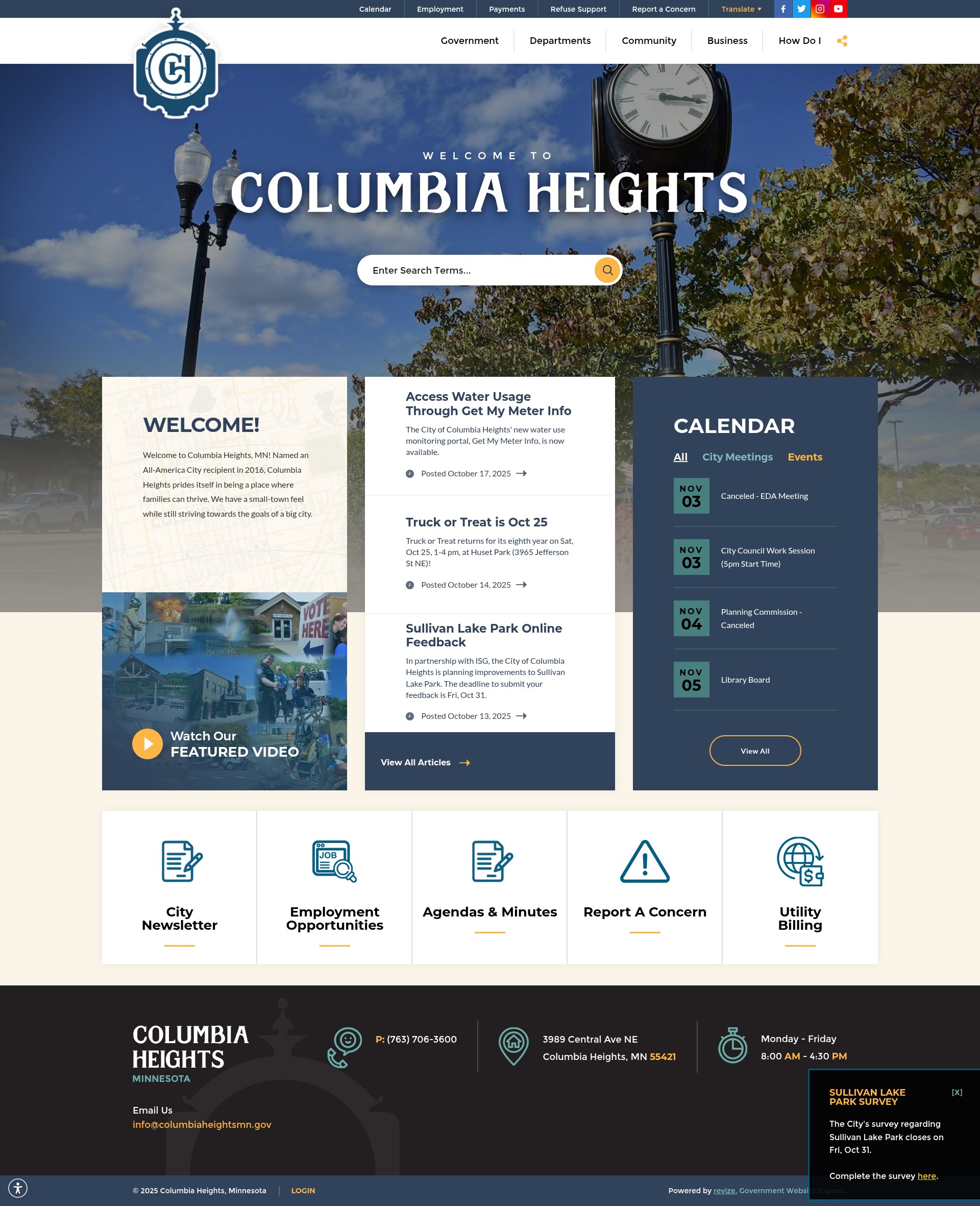Screenshot of www.columbiaheightsmn.gov