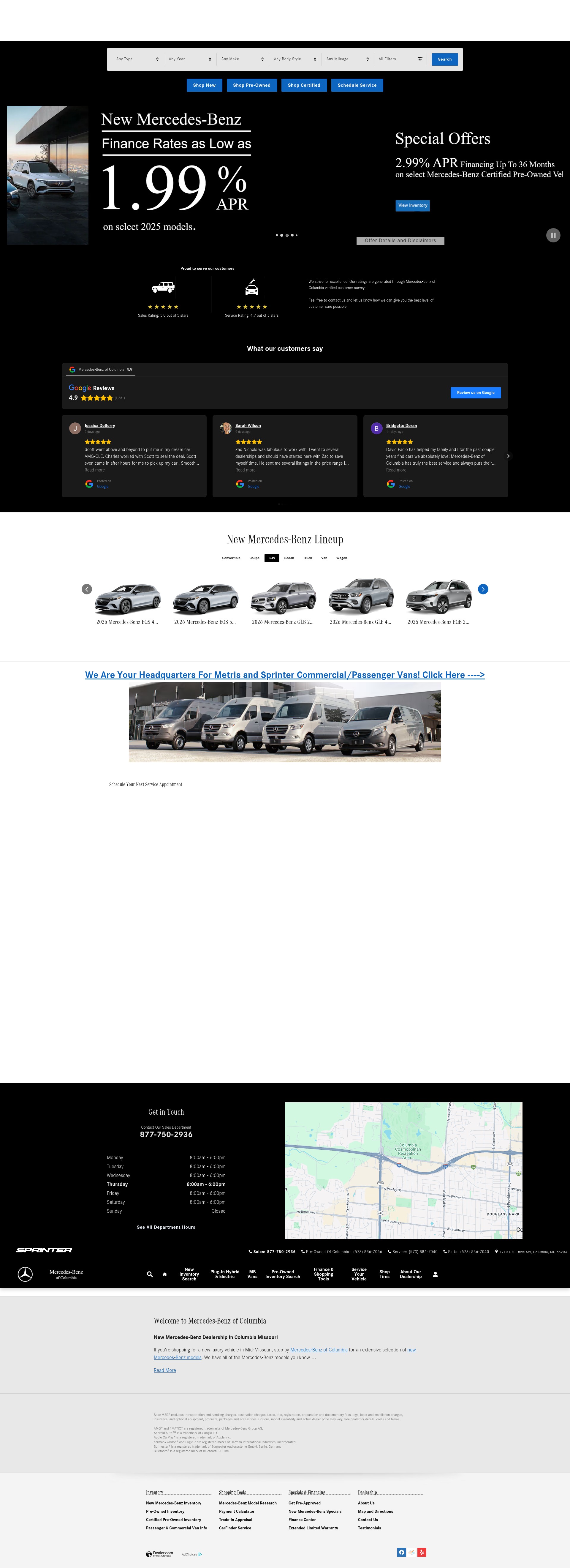Screenshot of www.columbiamercedesbenz.com