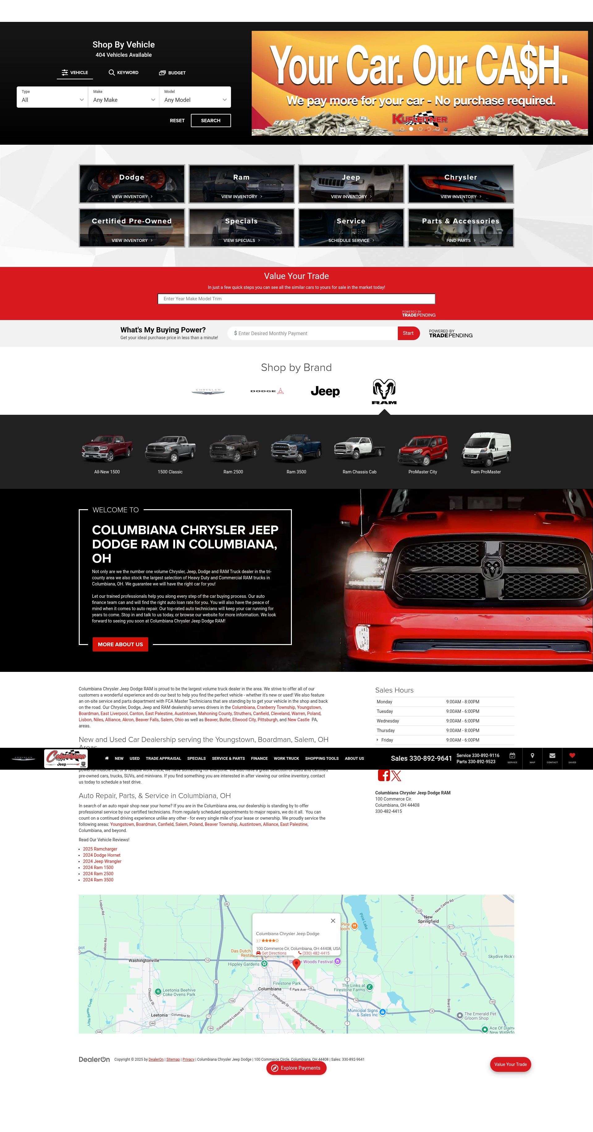 Screenshot of www.columbianachryslerjeepdodge.net