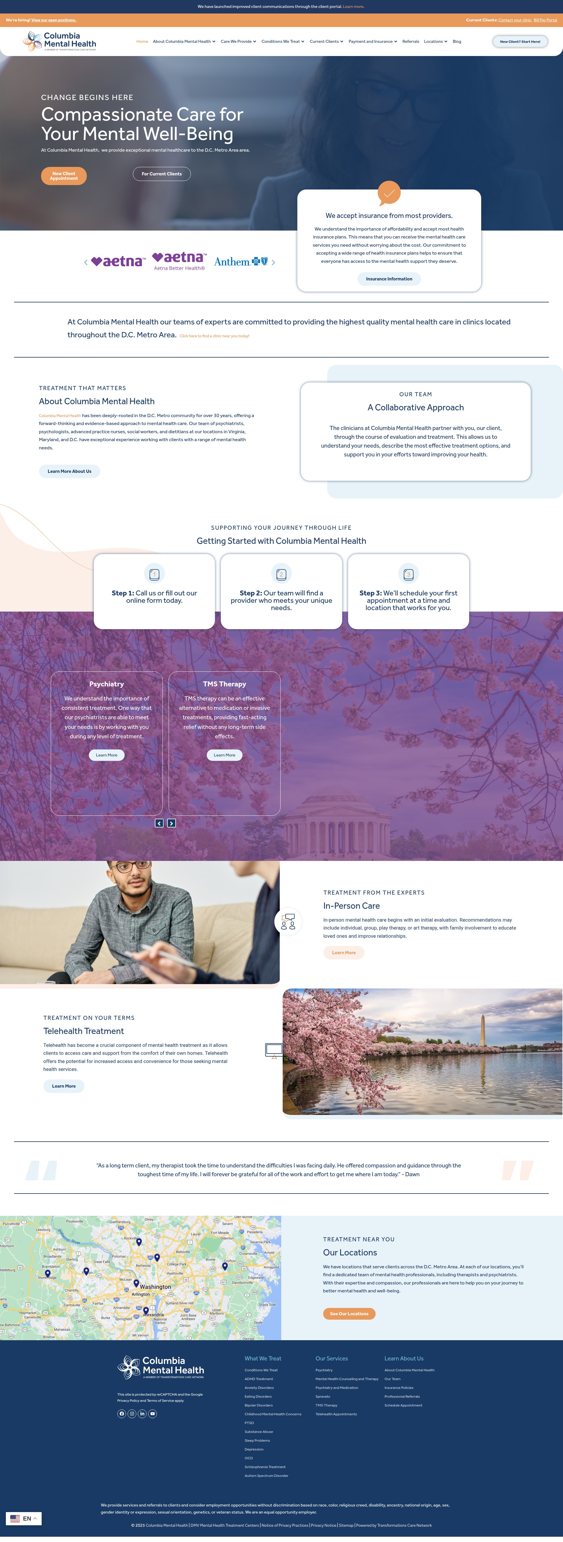 Screenshot of www.columbiapsychiatry-dc.com