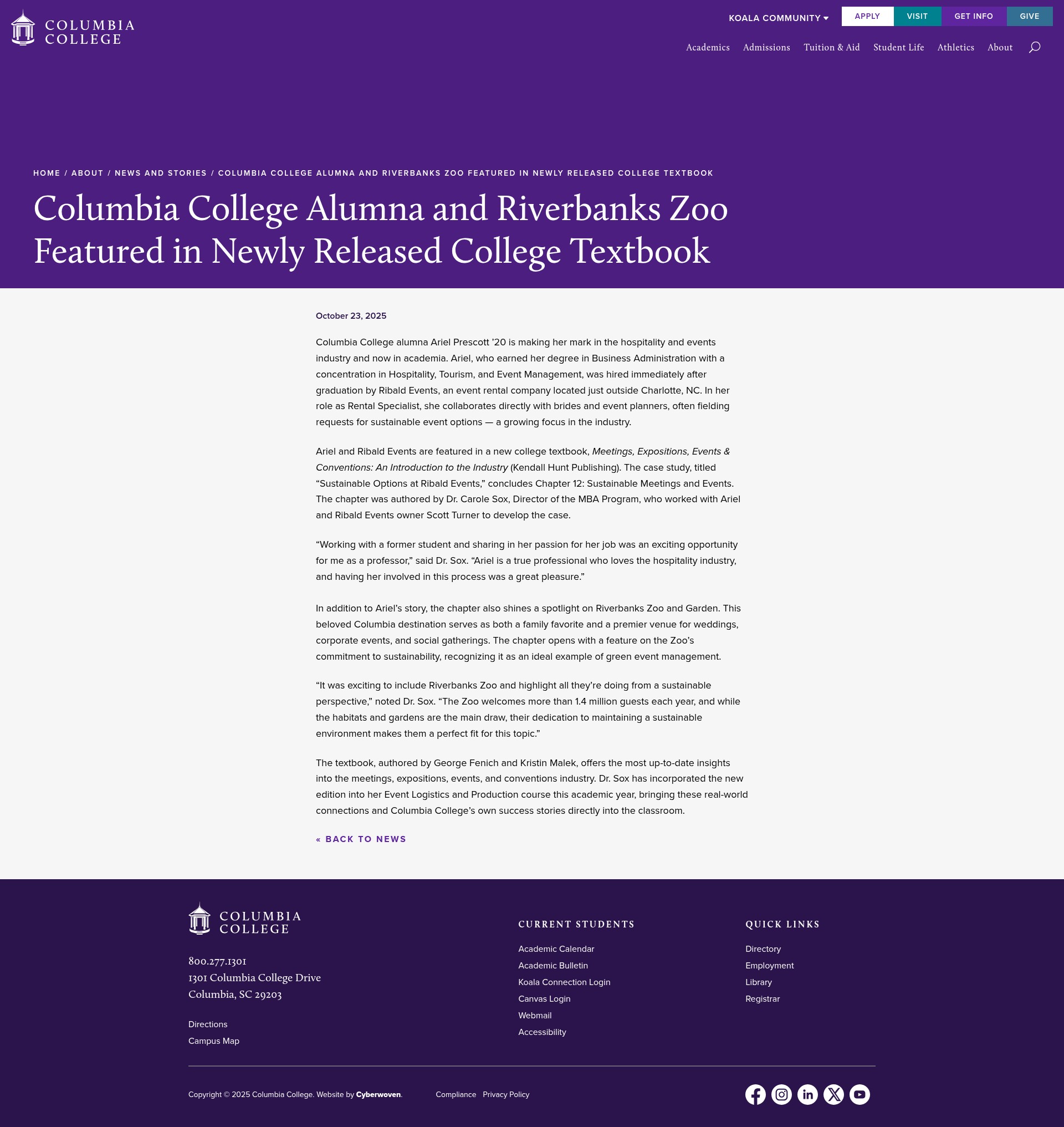 Screenshot of www.columbiasc.edu