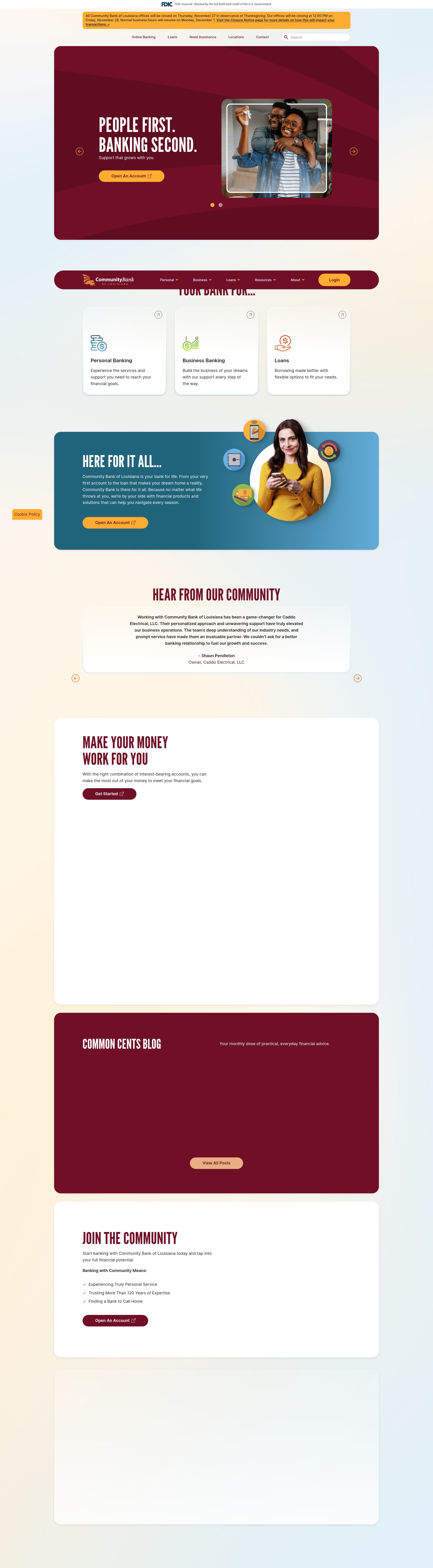 Screenshot of www.communitybankofla.bank