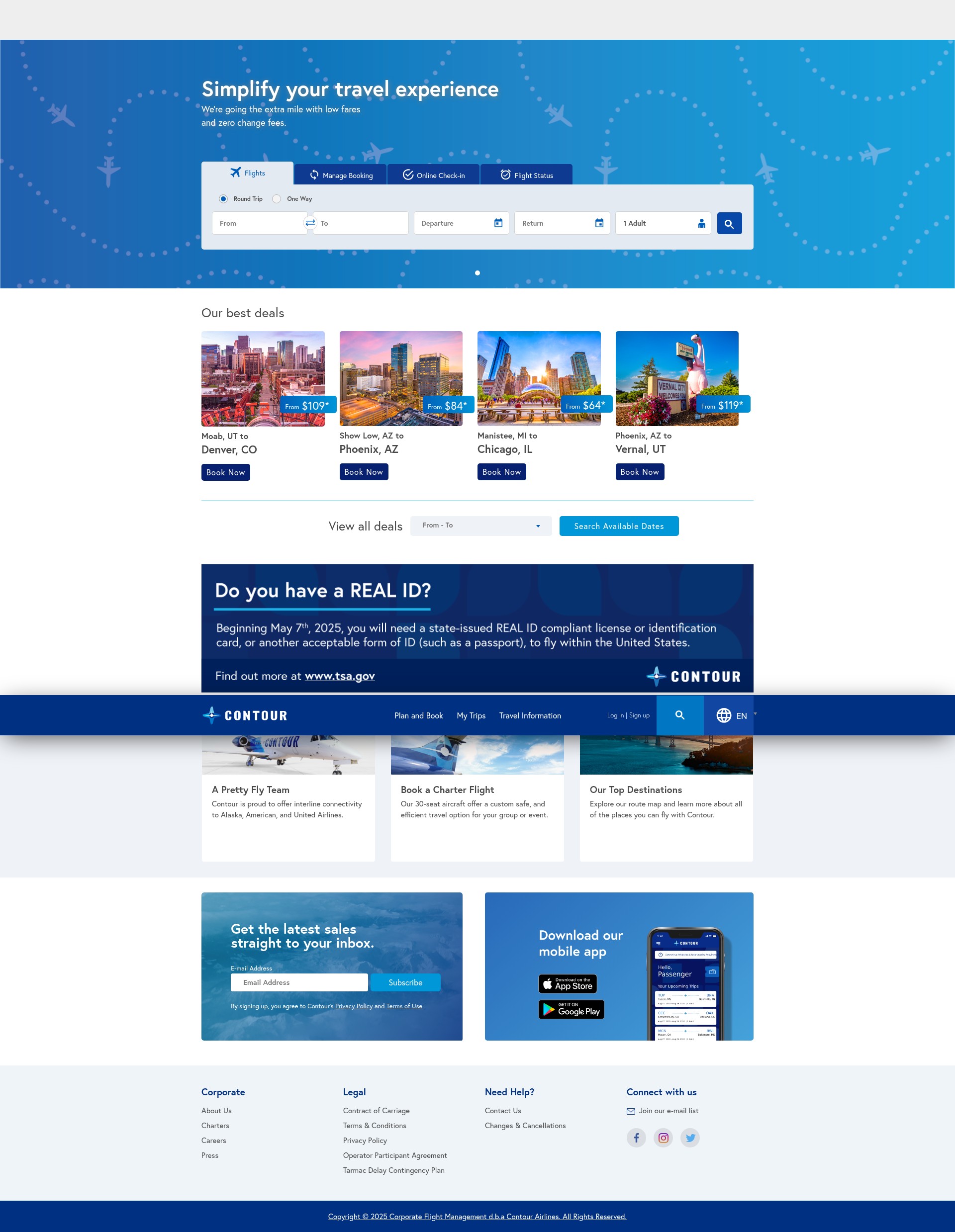 Screenshot of www.contourairlines.com