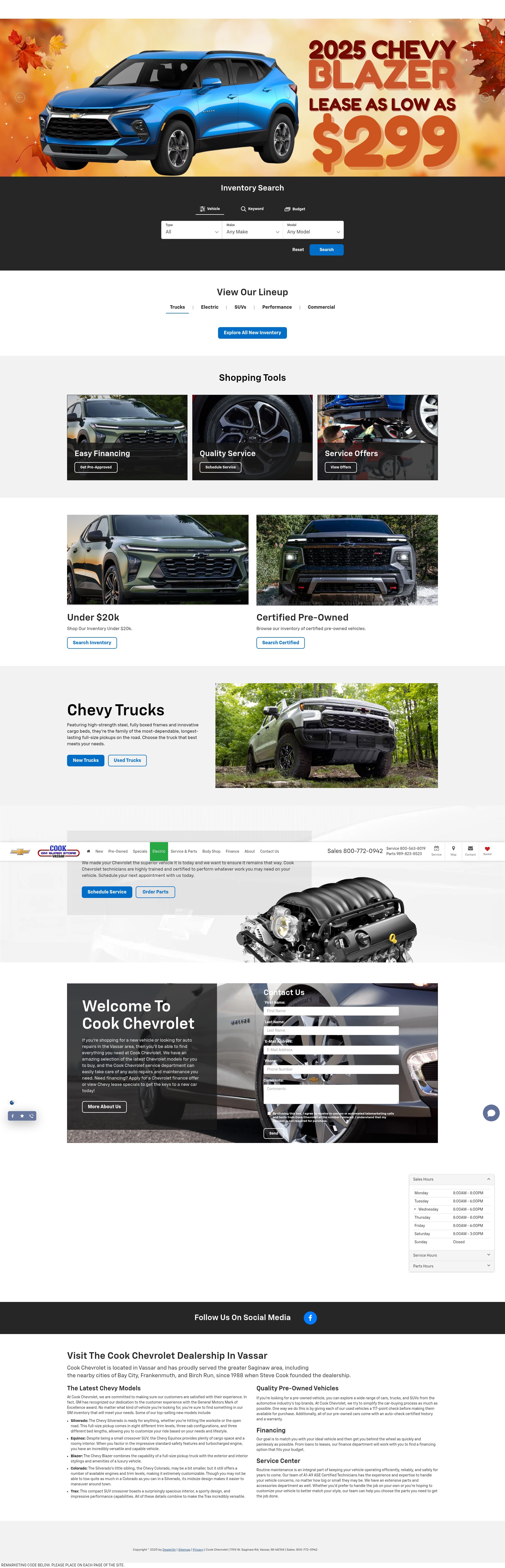 Screenshot of www.cookchevysuperstore.com