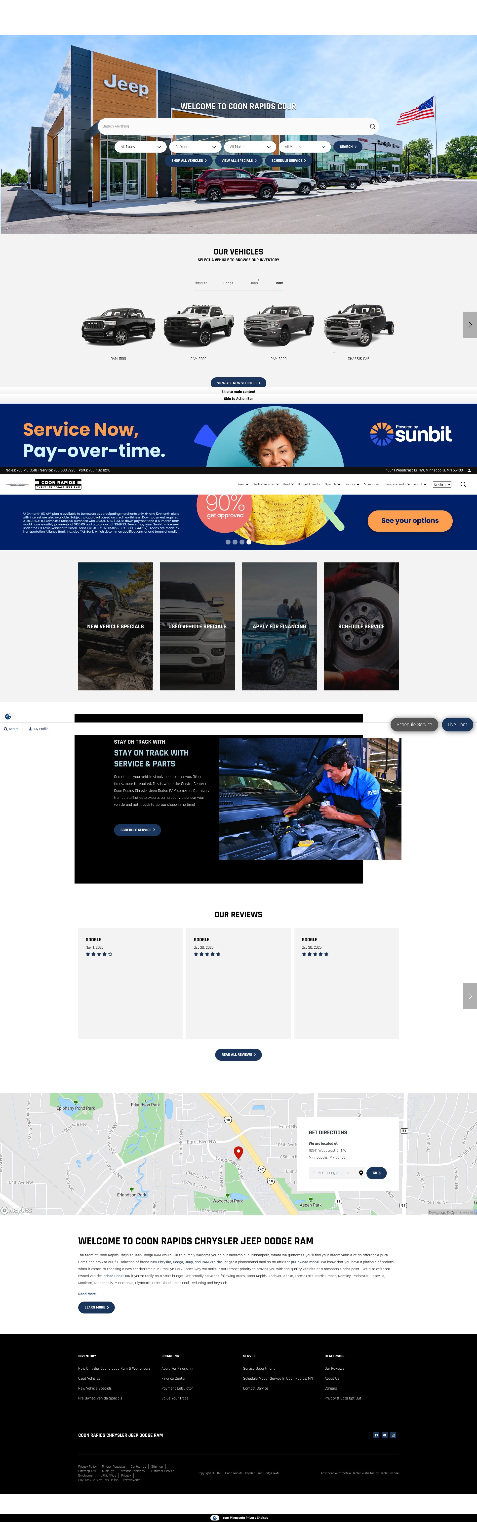 Screenshot of www.coonrapidscdjr.com