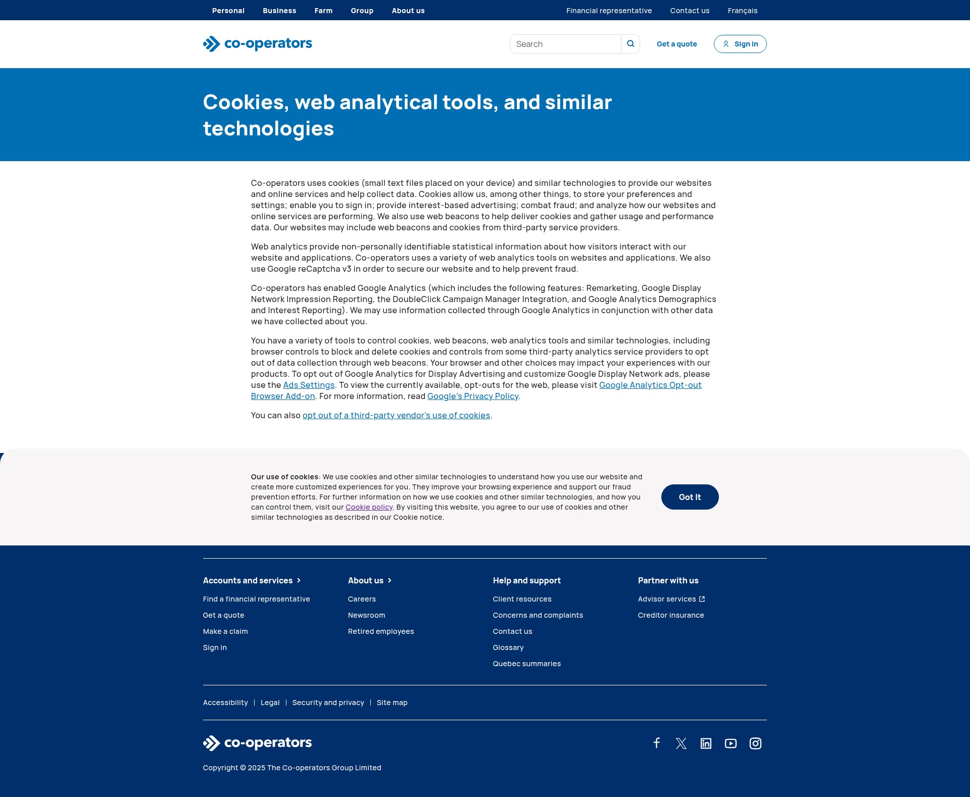Screenshot of www.cooperators.ca