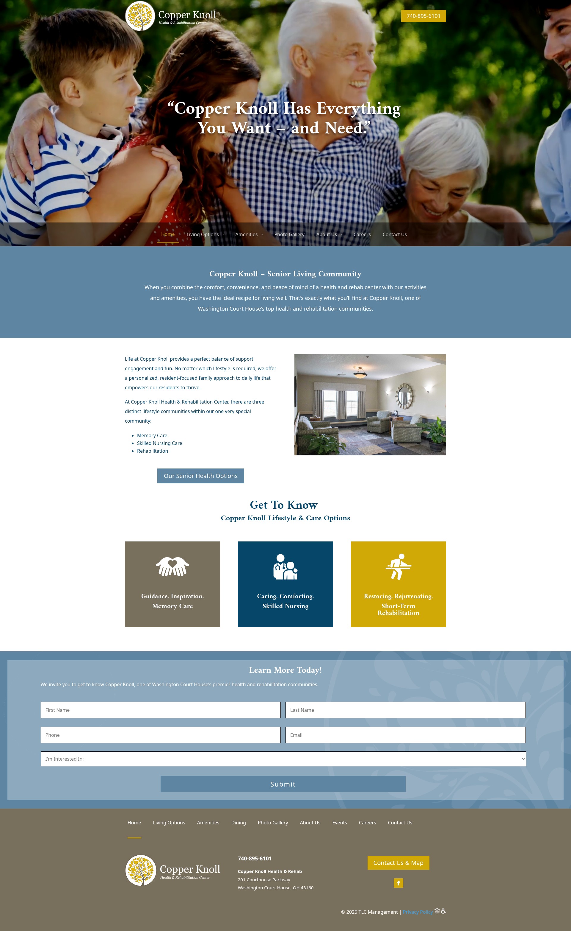 Screenshot of www.copperknollhealthandrehab.com