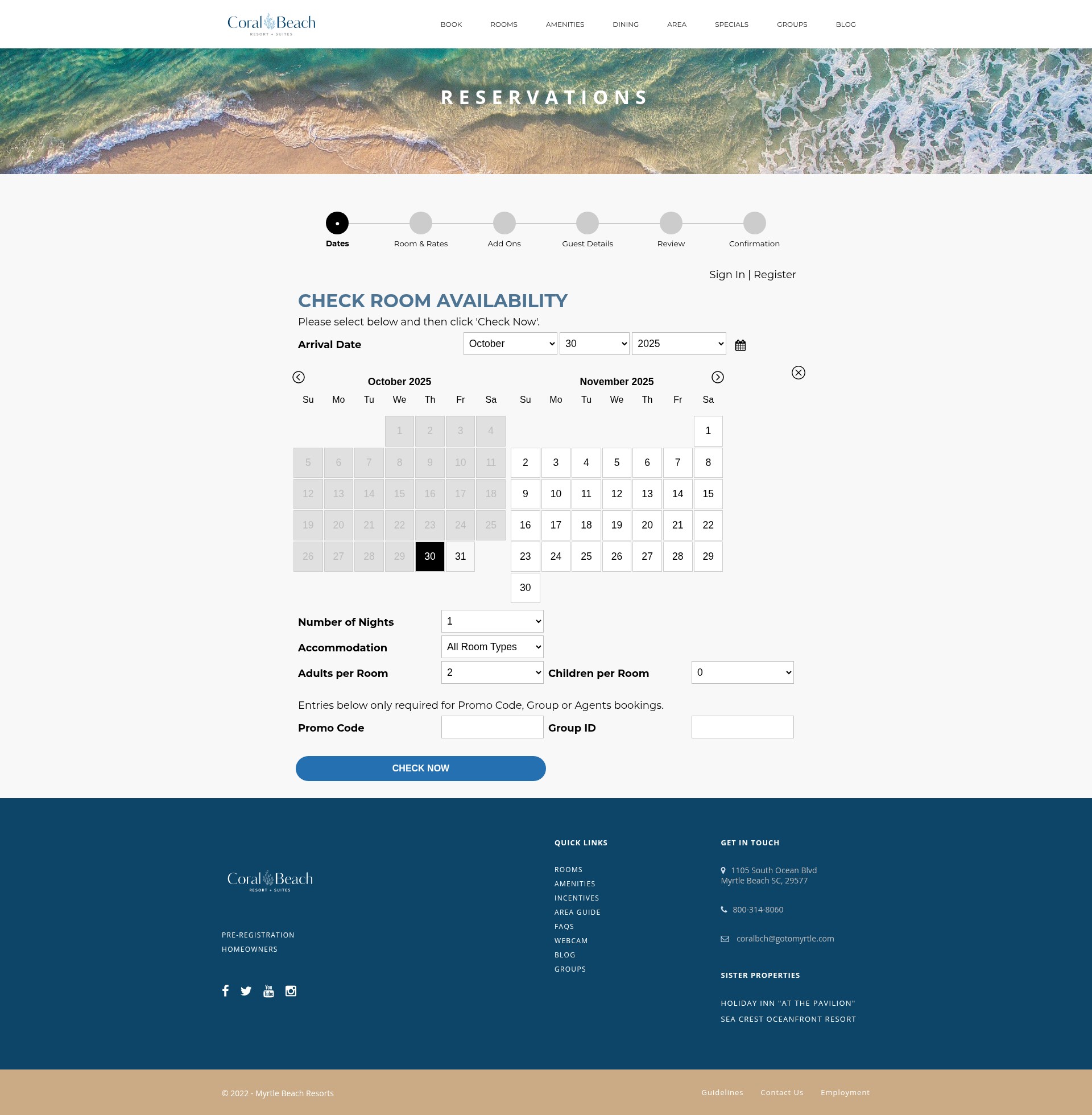 Screenshot of www.coralbeachmyrtlebeachresort.com