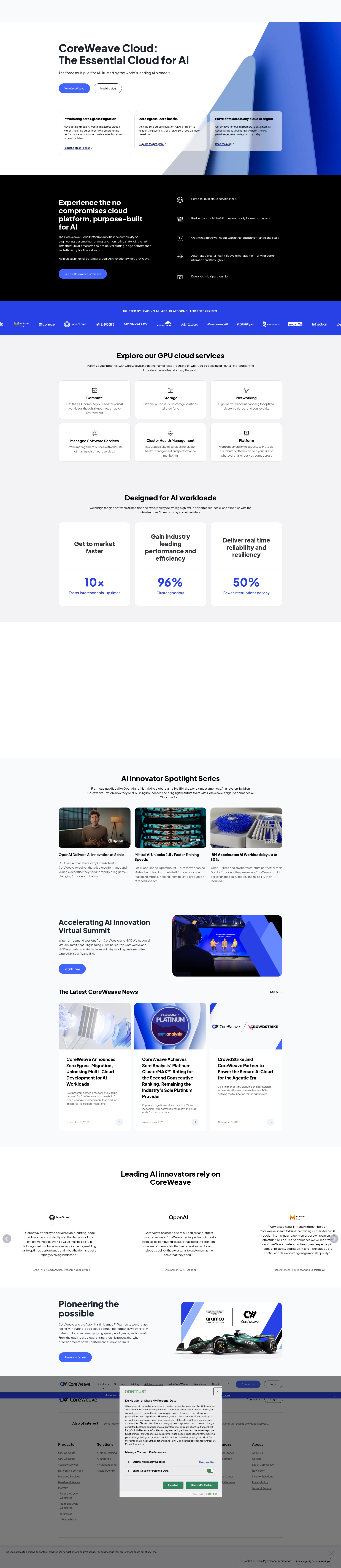 Screenshot of www.coreweave.com