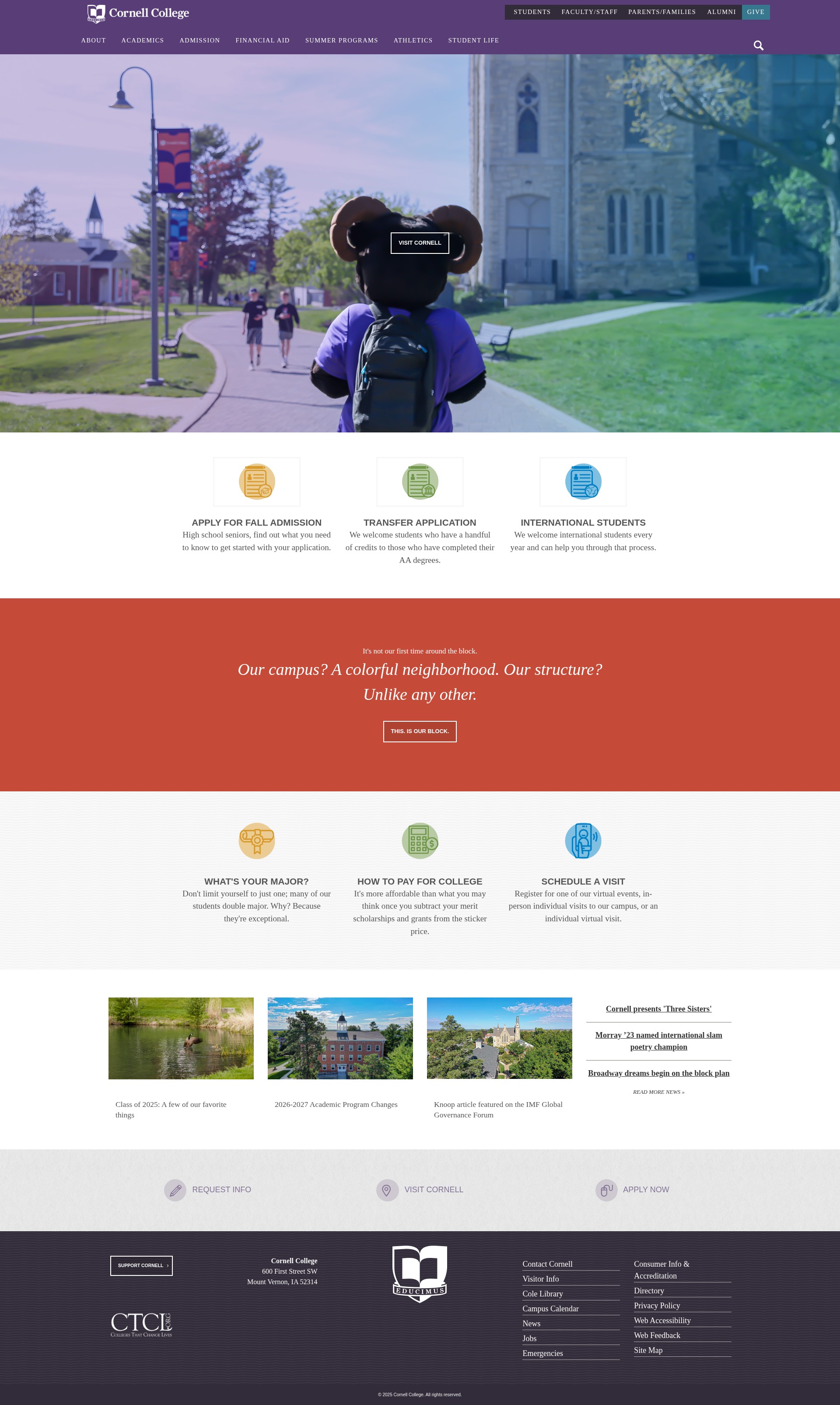 Screenshot of www.cornellcollege.edu