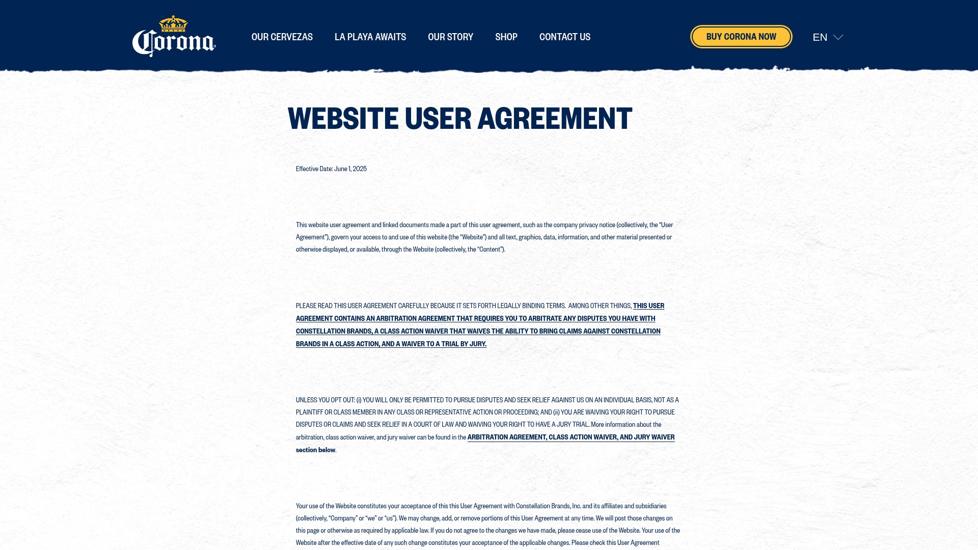 Screenshot of www.coronausa.com
