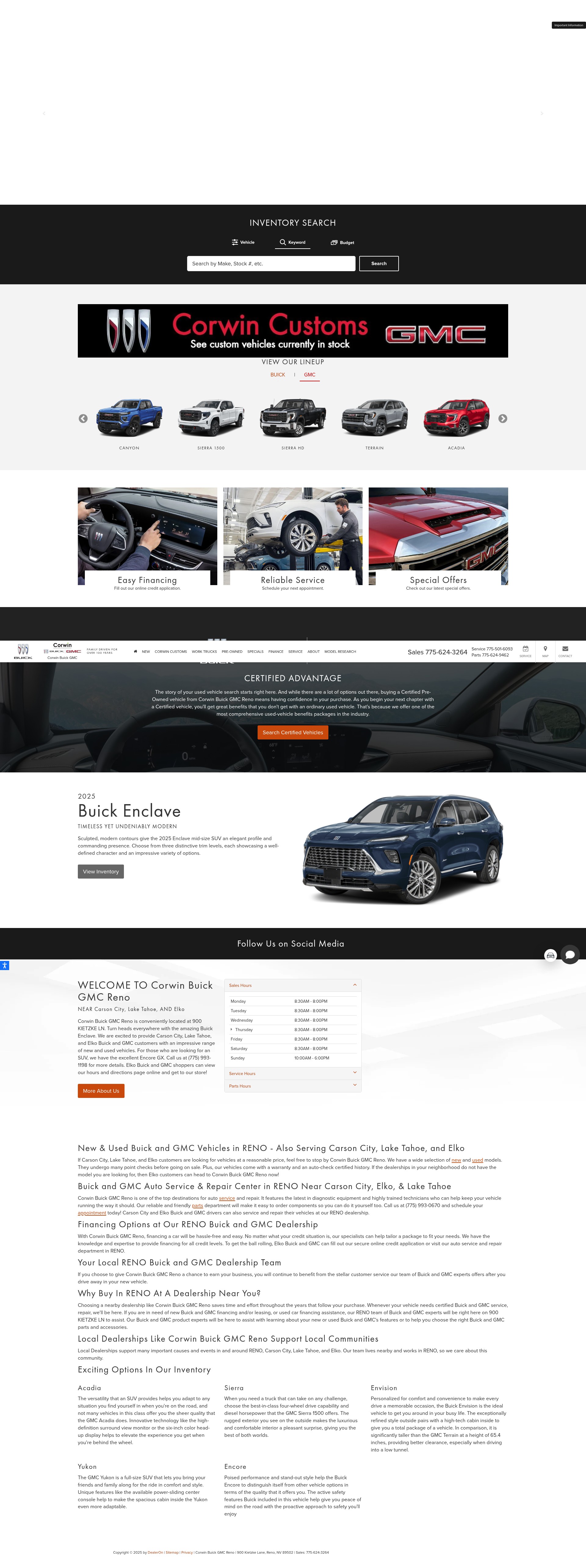 Screenshot of www.corwinbuickgmcreno.com