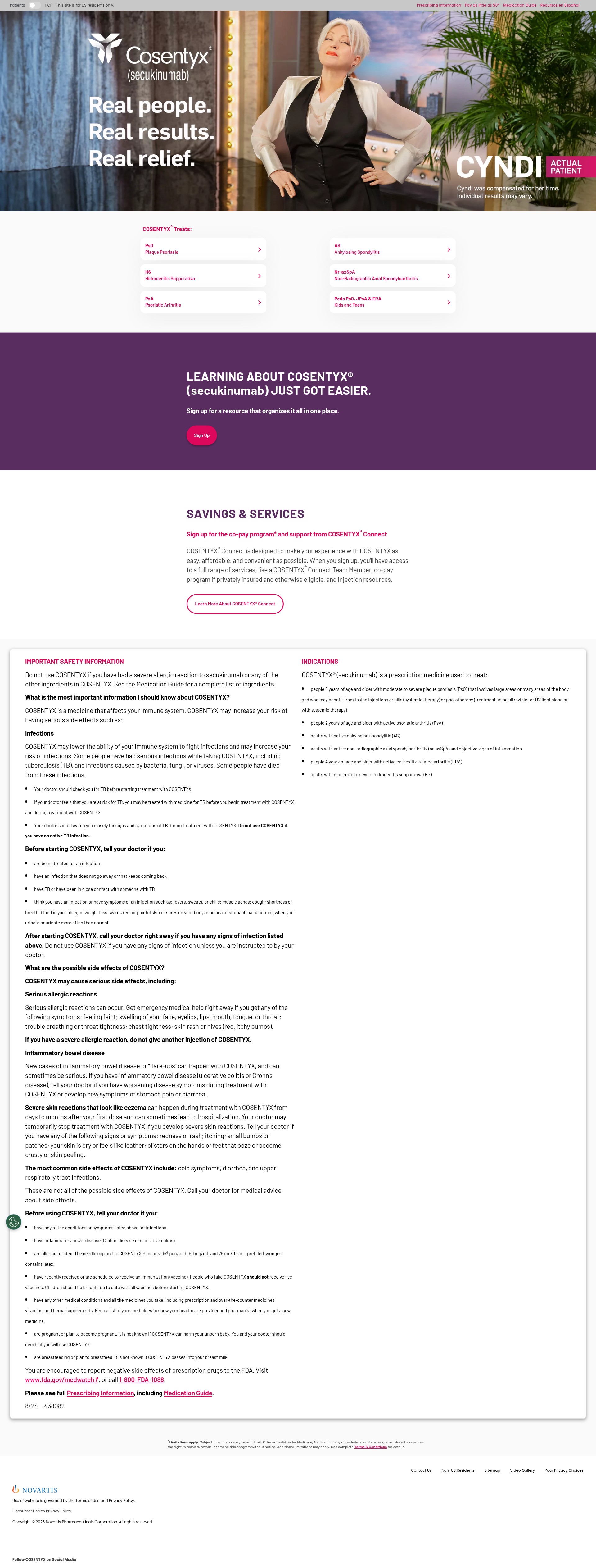 Screenshot of www.cosentyx.com