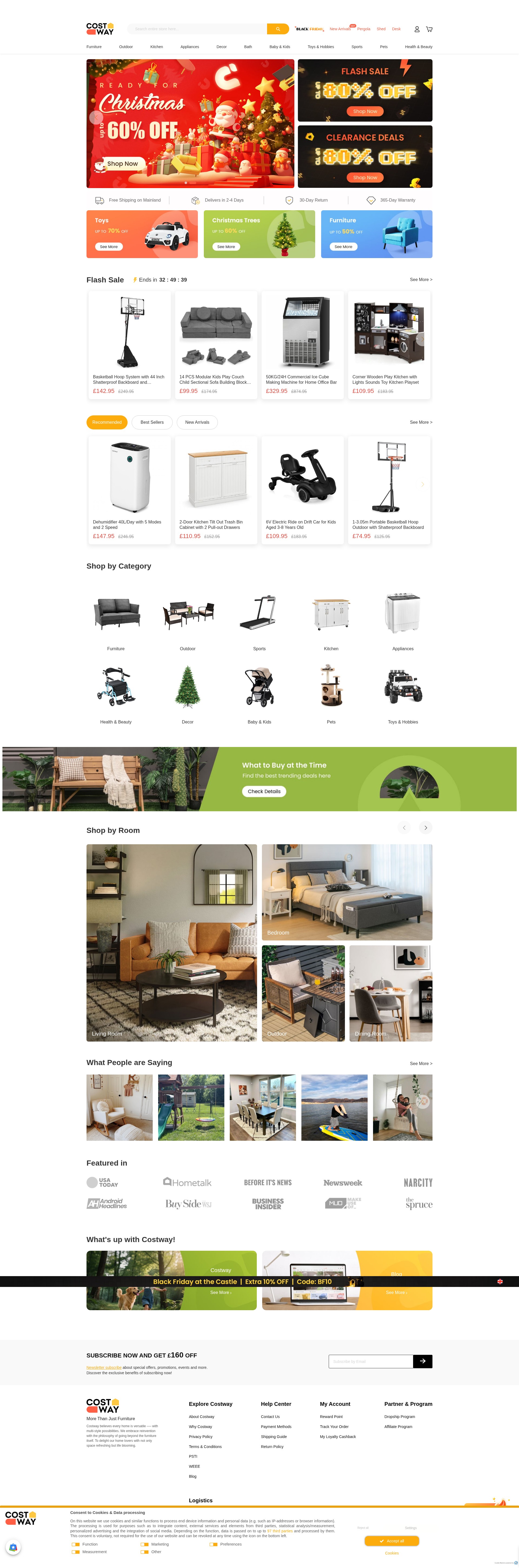 Screenshot of www.costway.co.uk