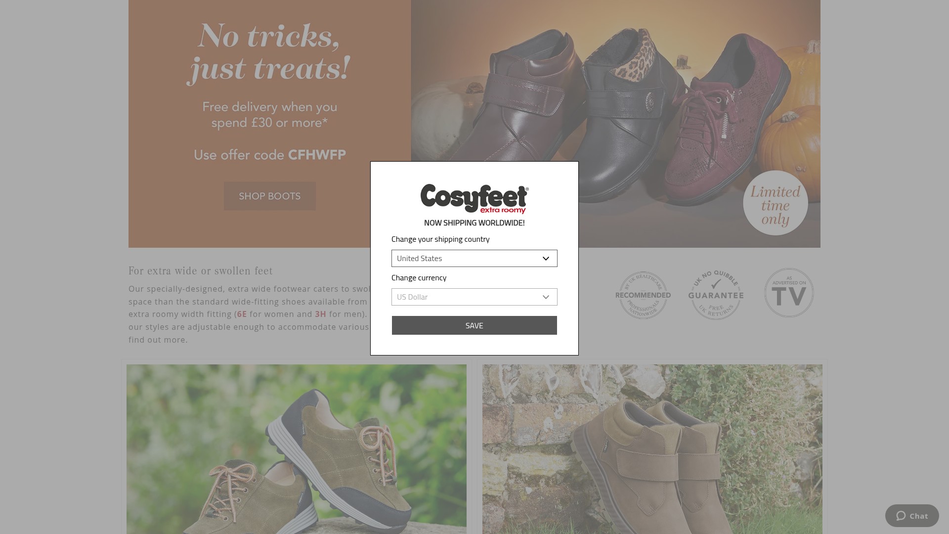 Screenshot of www.cosyfeet.com