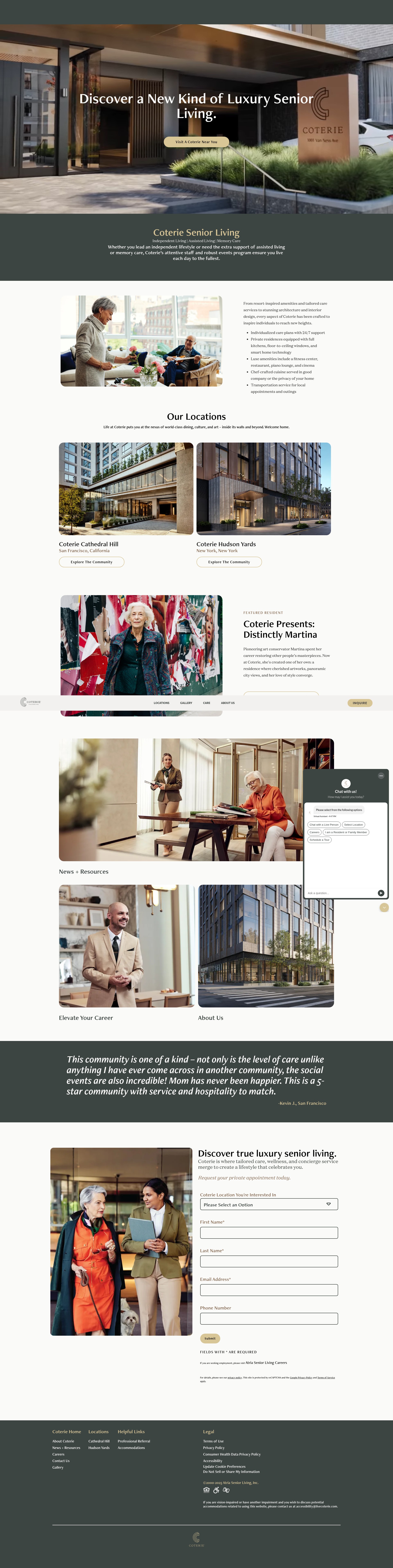 Screenshot of www.coterieseniorliving.com