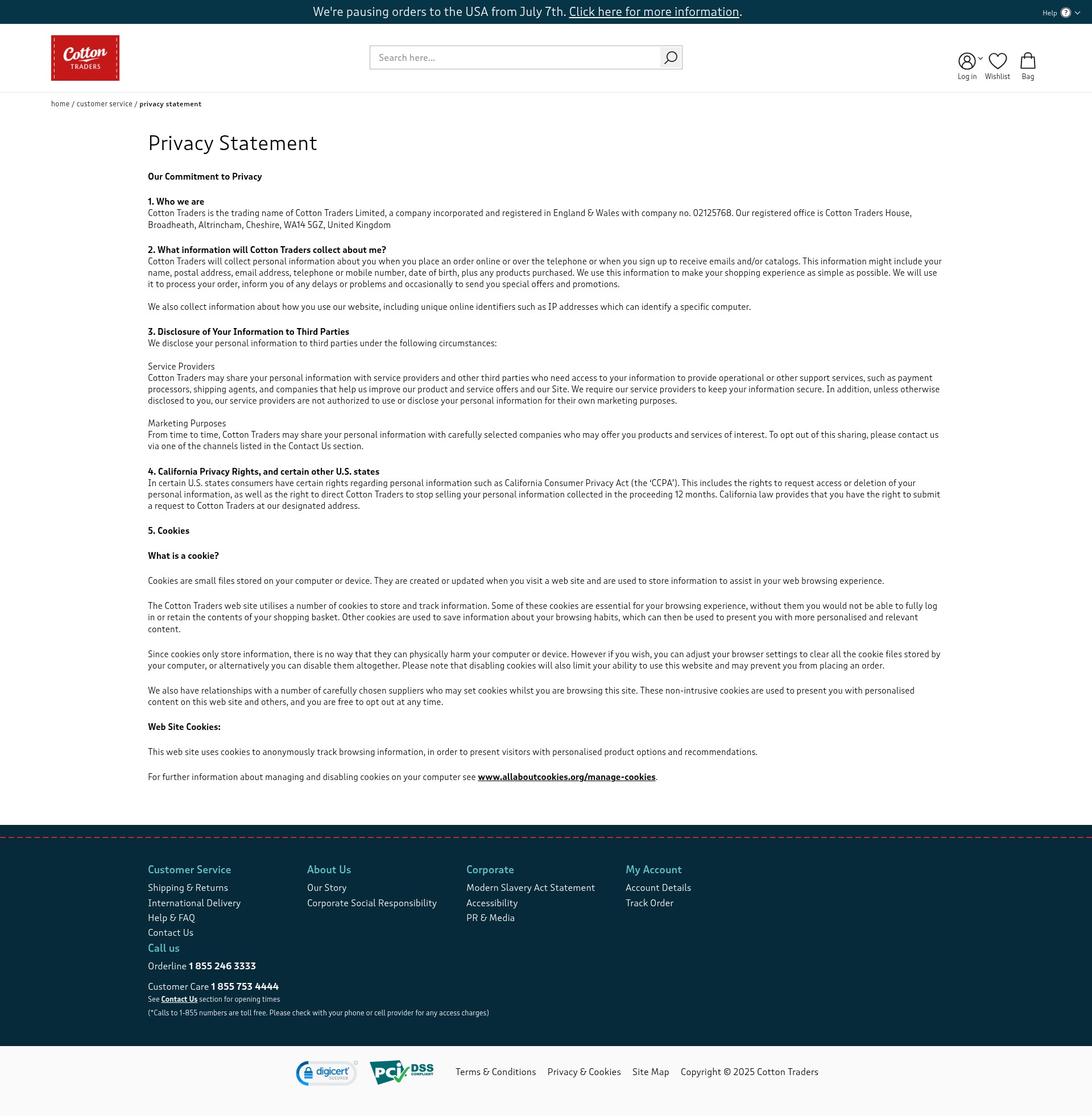 Screenshot of www.cottontraders.com