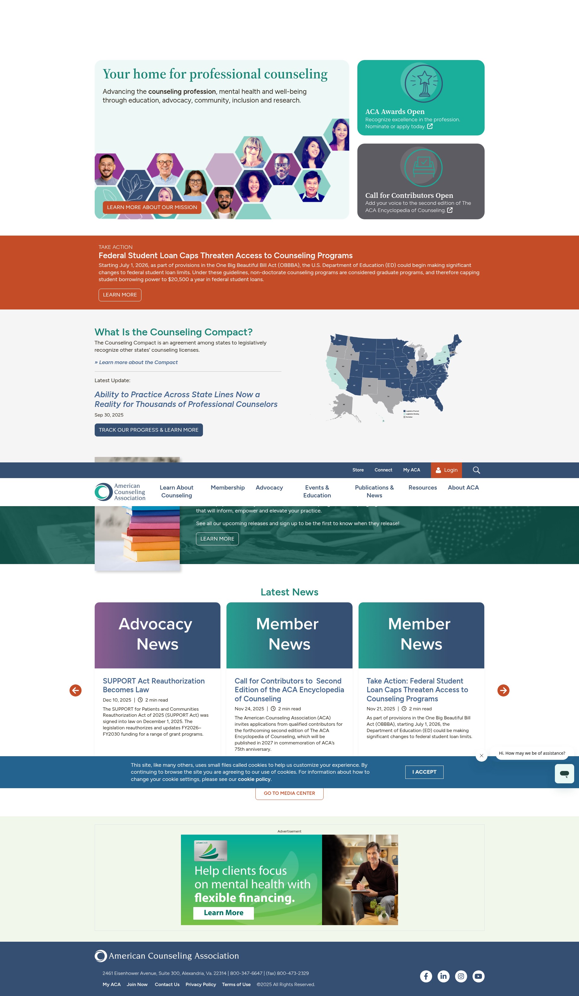 Screenshot of www.counseling.org