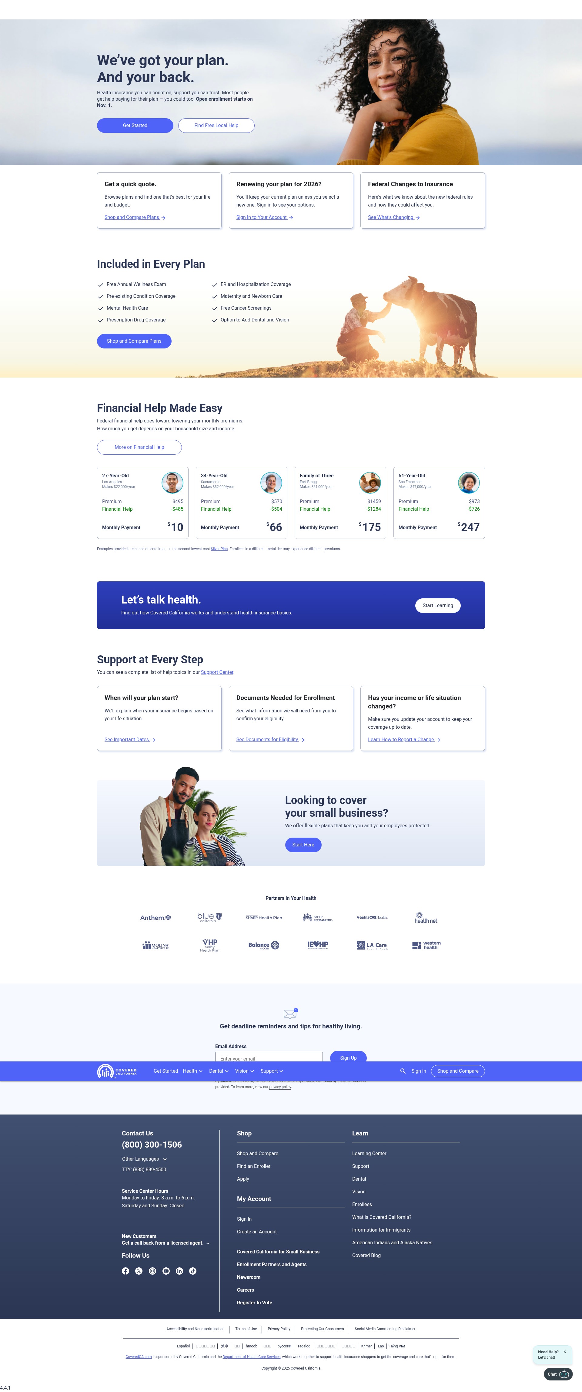 Screenshot of www.coveredca.com