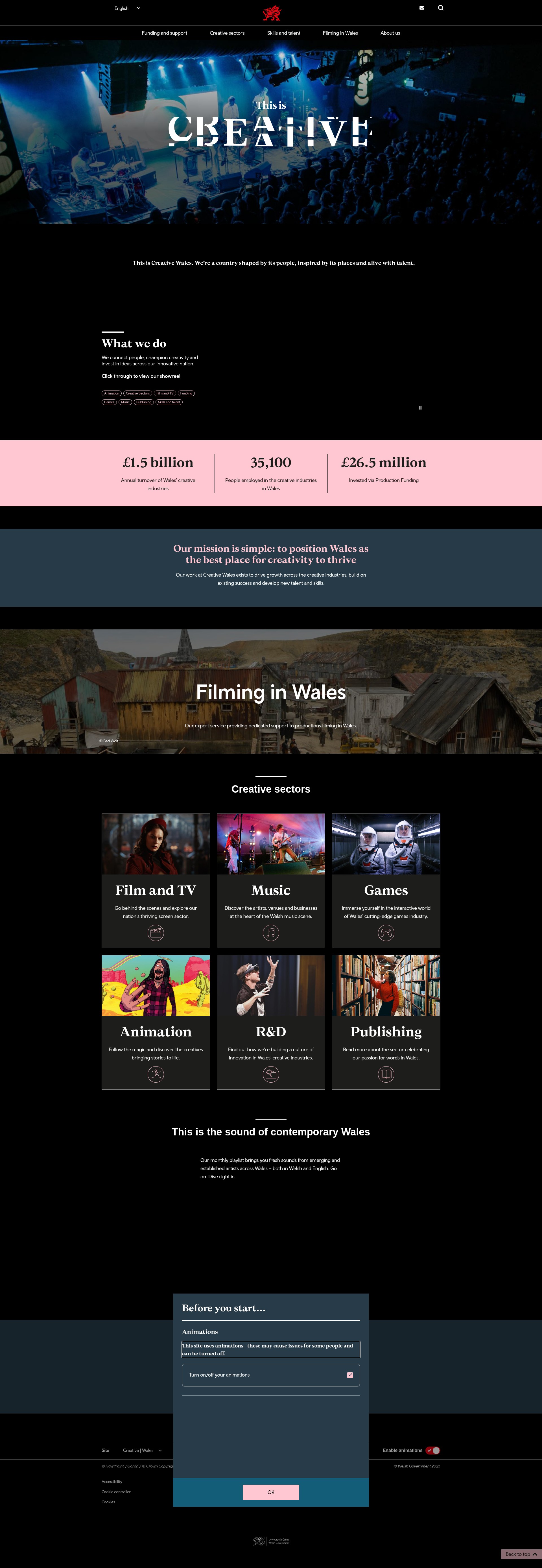 Screenshot of www.creative.wales