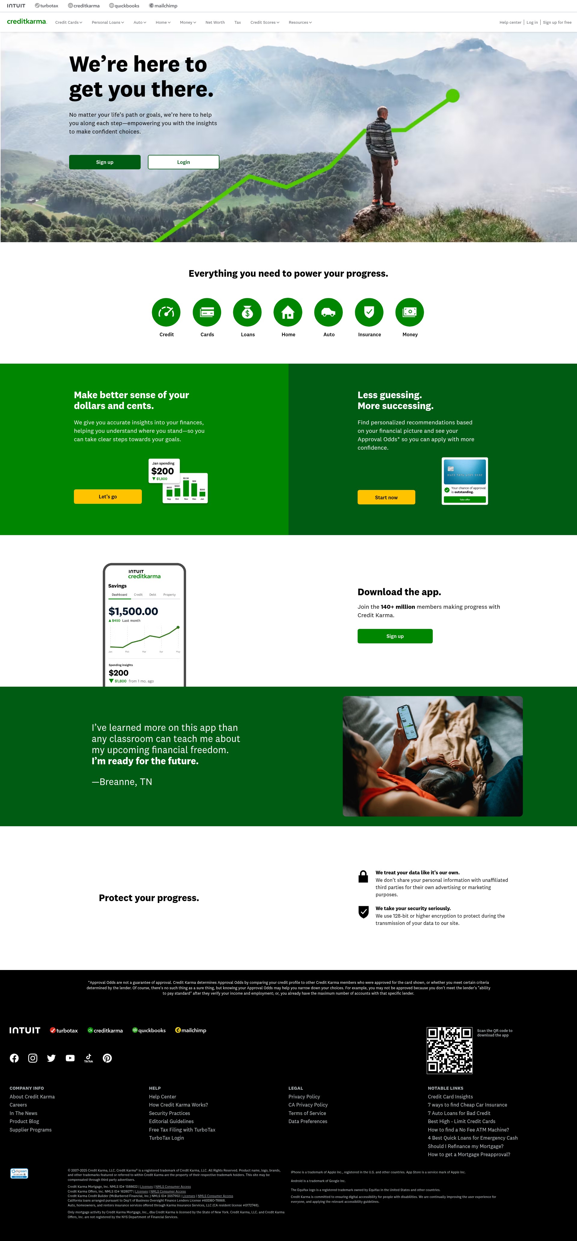 Screenshot of www.creditkarma.com