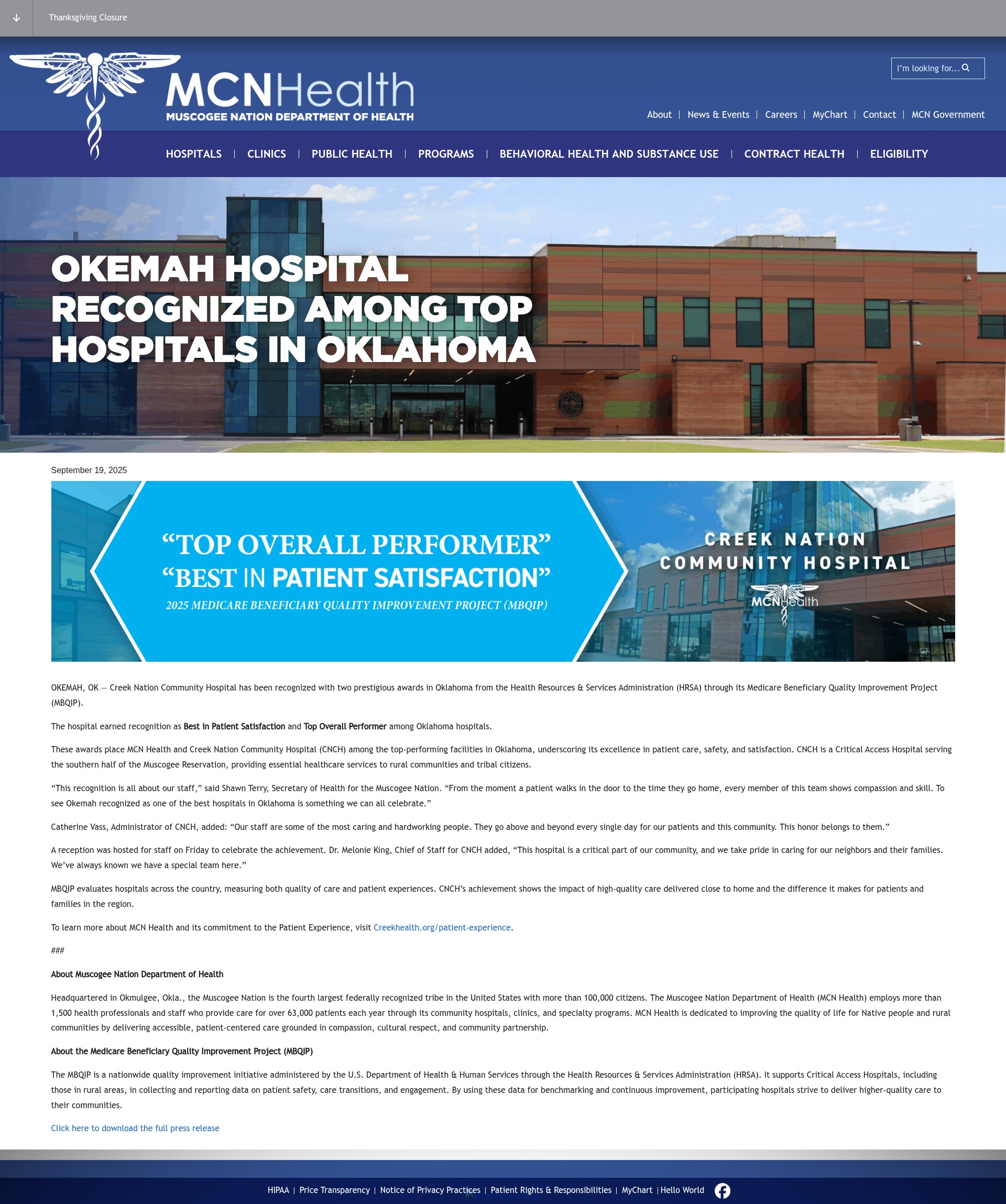 Screenshot of www.creekhealth.org