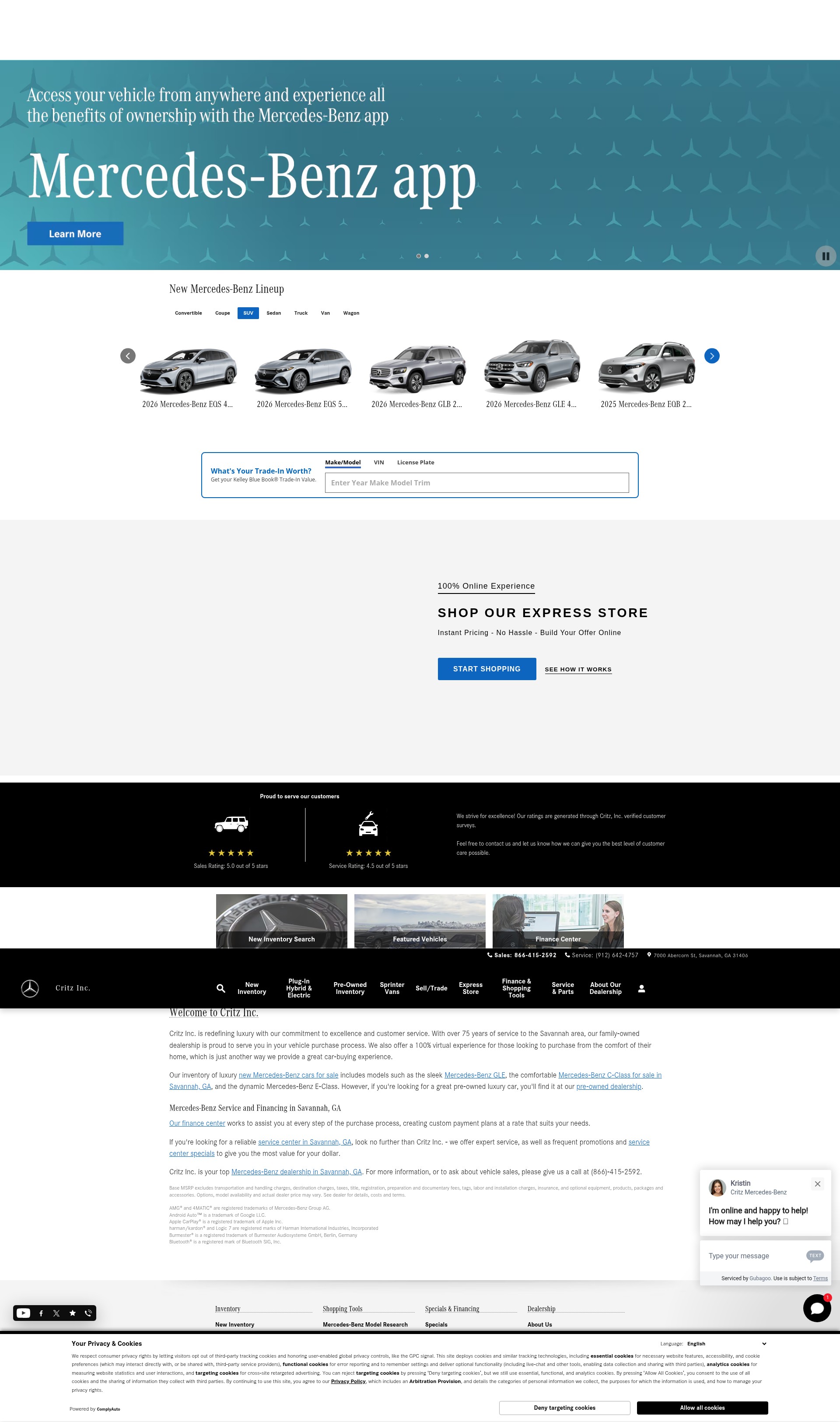 Screenshot of www.critz.mercedesdealer.com