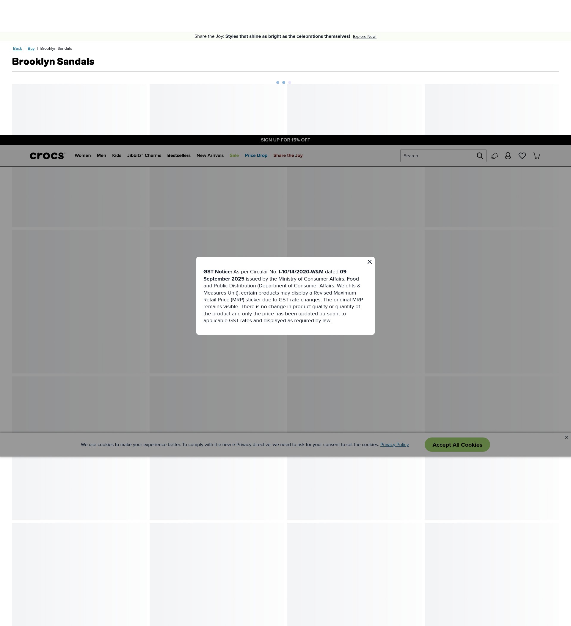Screenshot of www.crocs.in