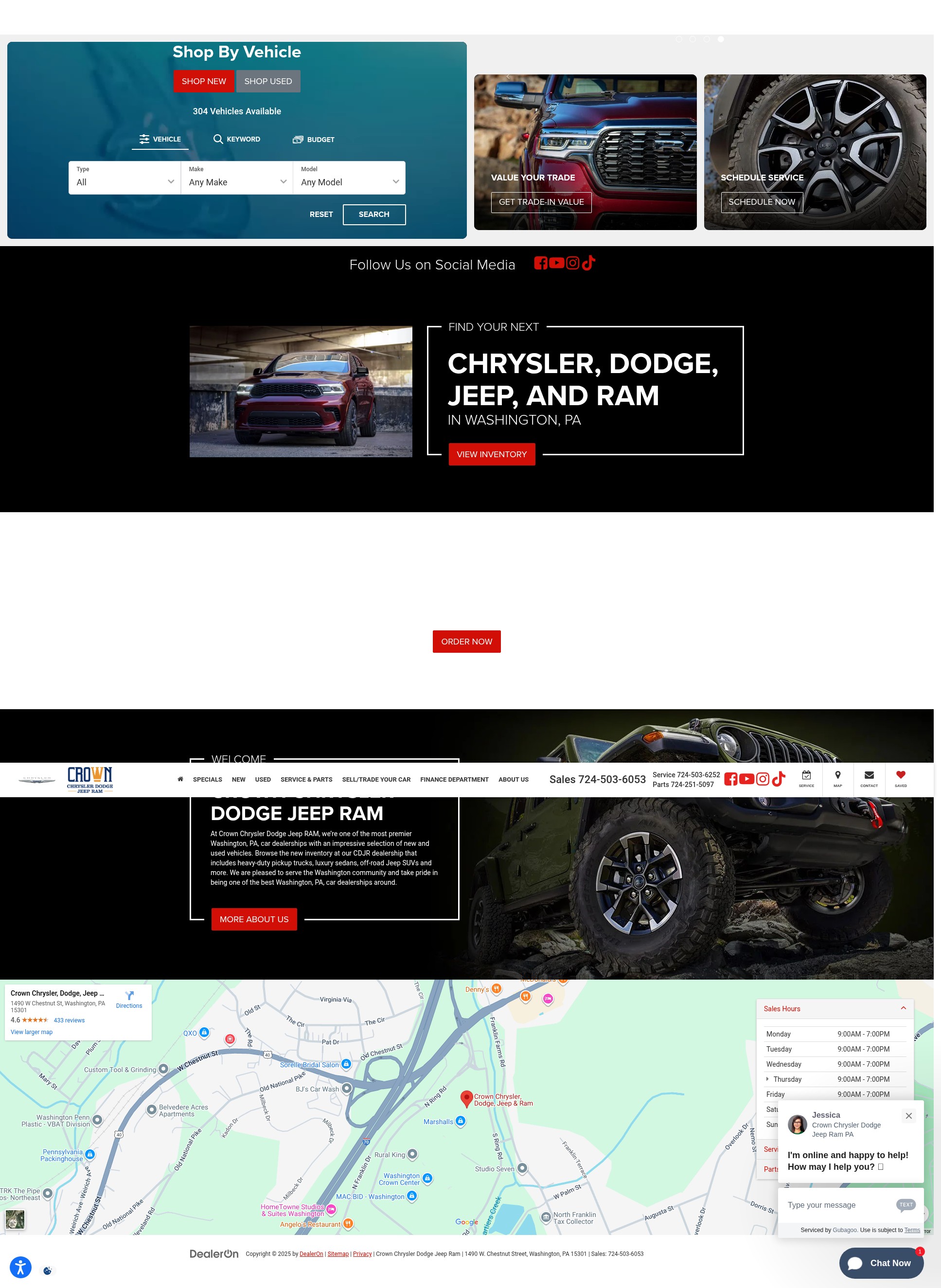 Screenshot of www.crowncdjrpa.com